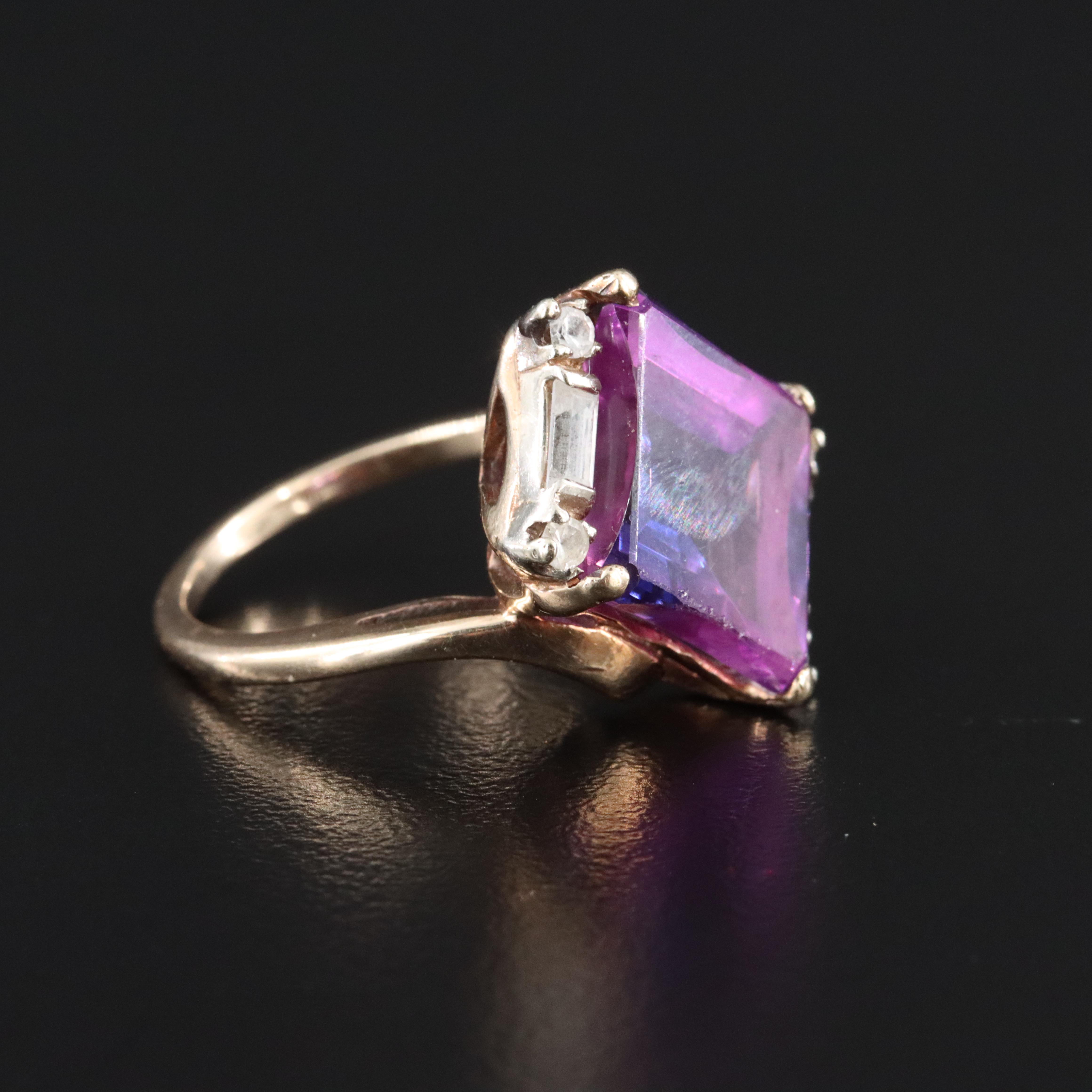 Vintage 10K Sapphire and White Topaz Ring