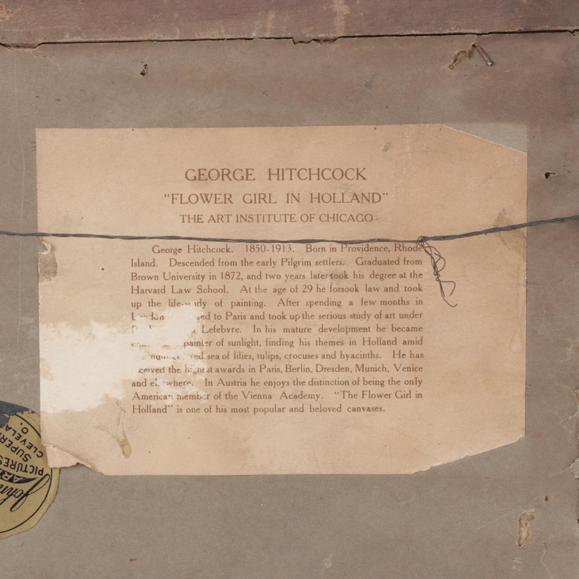 George Hitchcock "Flower Girl in Holland" Offset Lithograph, Mid-20th Century