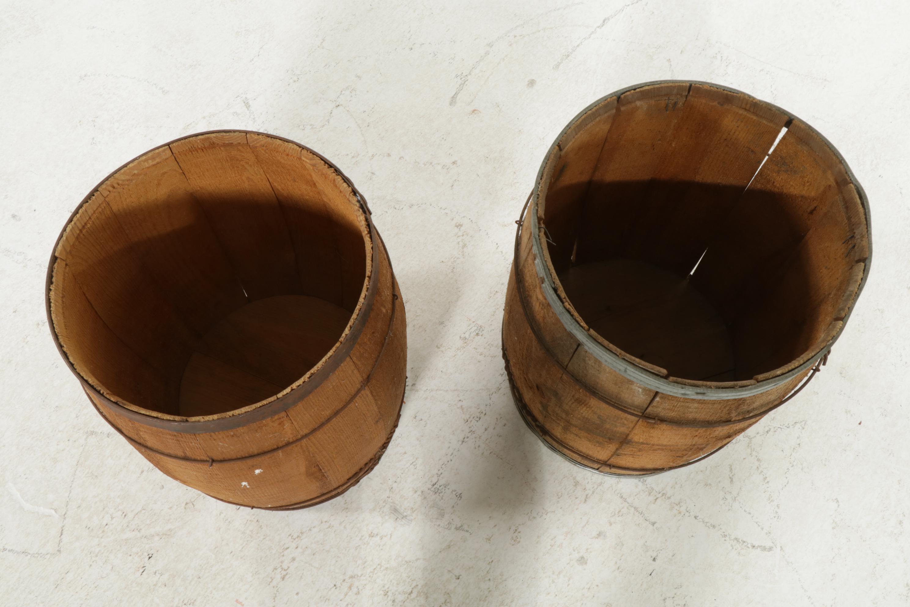 Pair of  Wood Nail Kegs, Early to Mid-20th Century