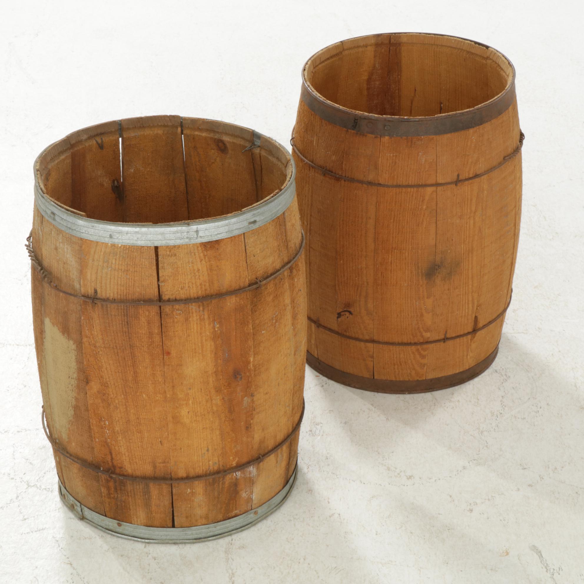 Pair of  Wood Nail Kegs, Early to Mid-20th Century