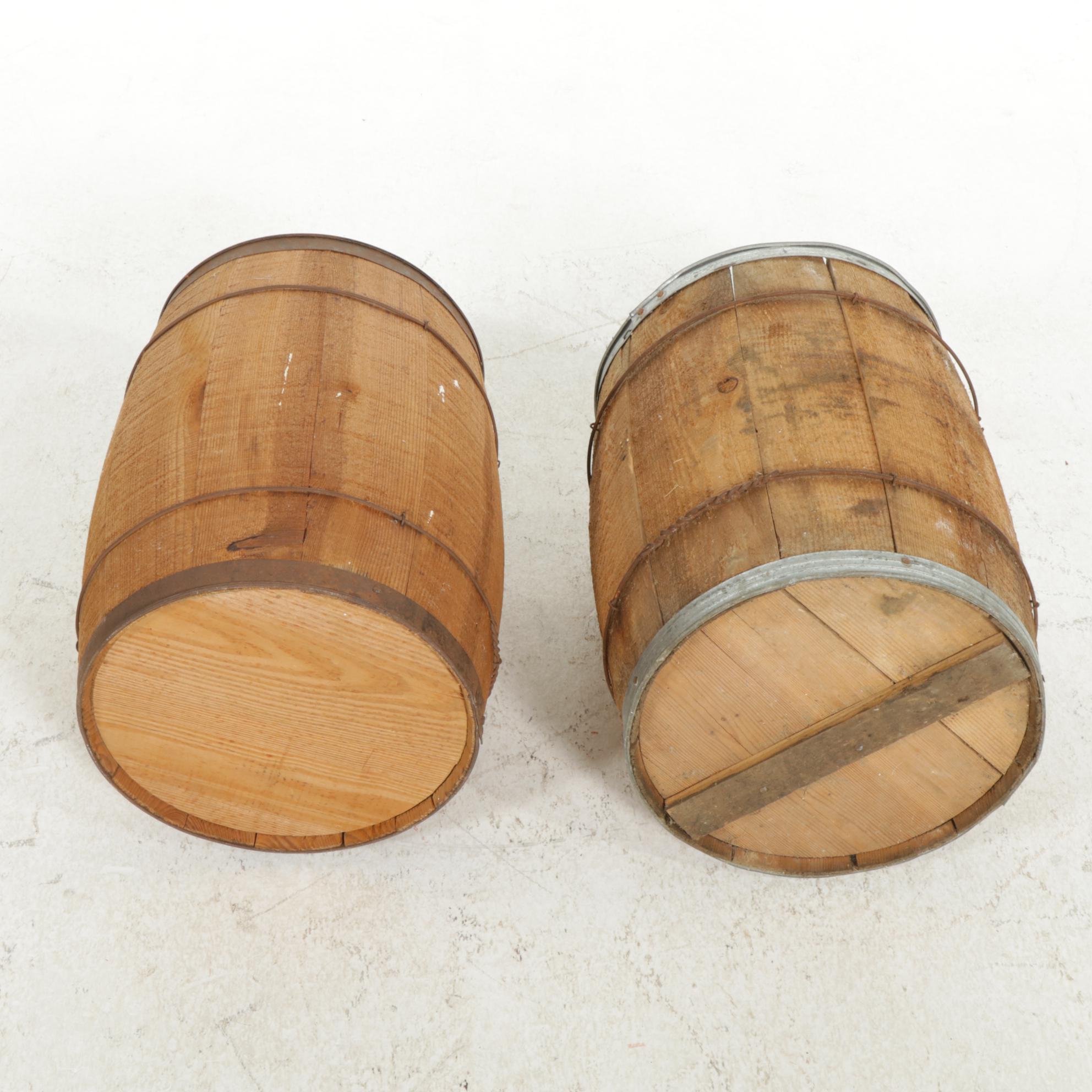 Pair of  Wood Nail Kegs, Early to Mid-20th Century