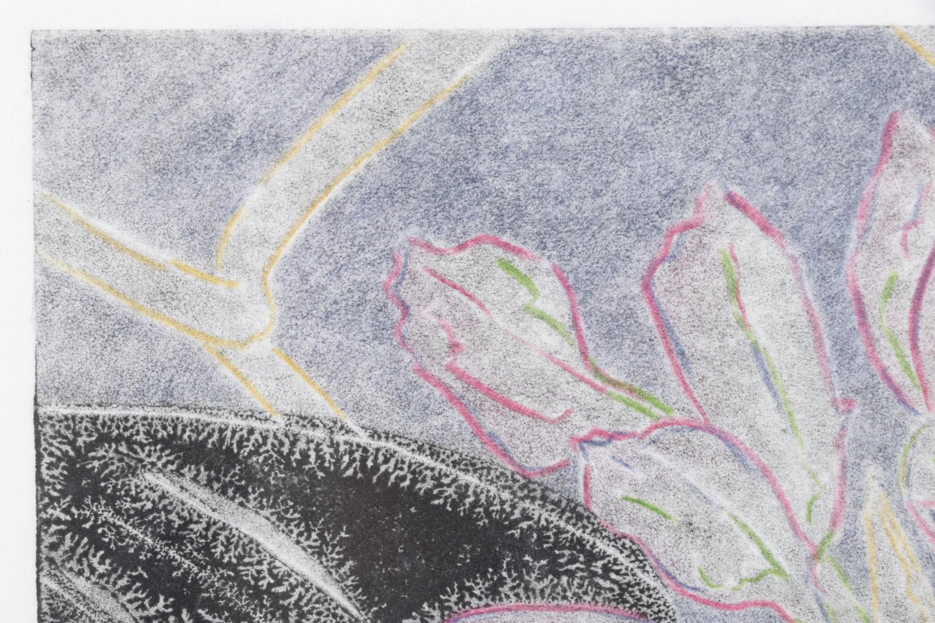 Lisa M. Schonberg "Chain Link Blossom" Monotype on Paper