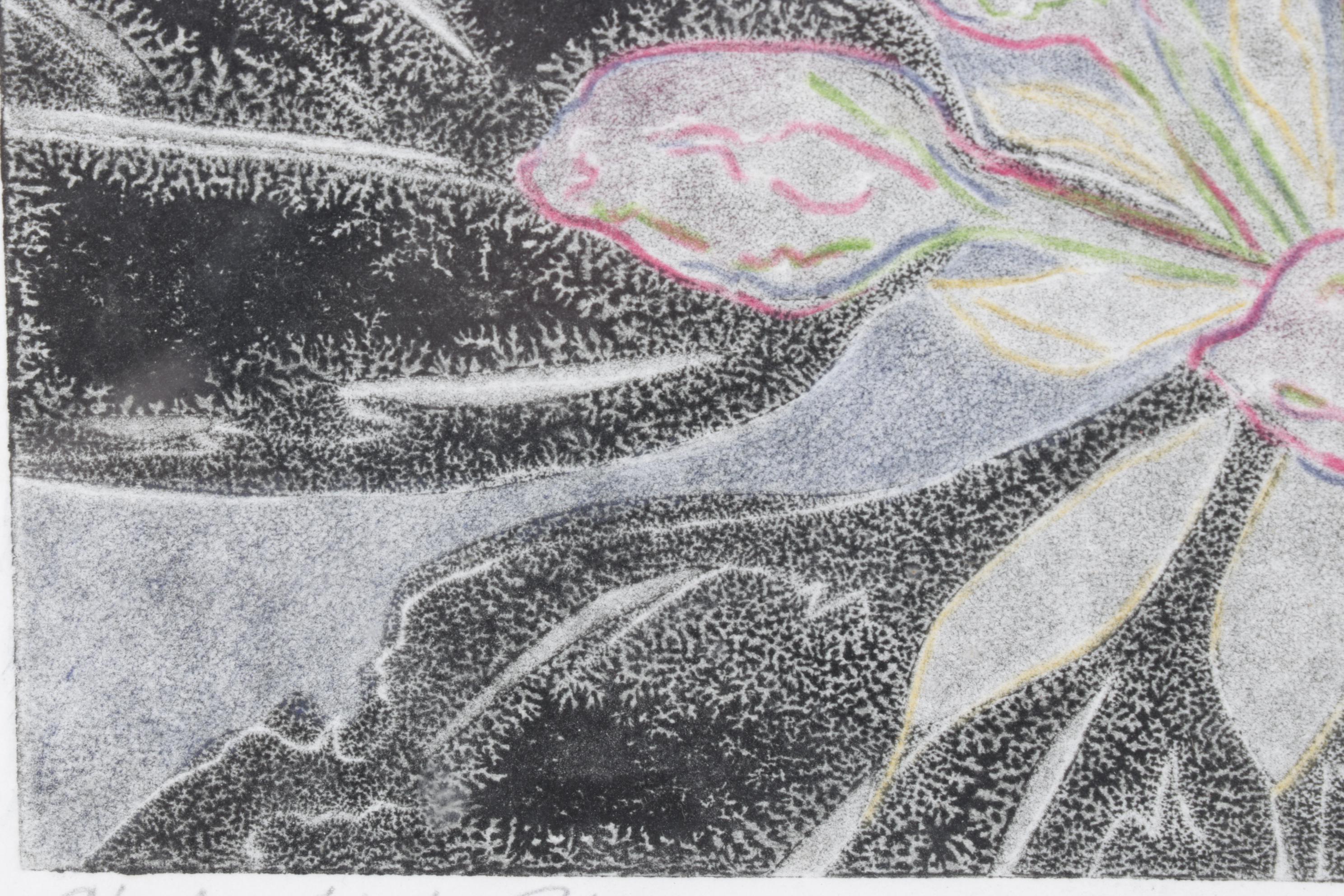 Lisa M. Schonberg "Chain Link Blossom" Monotype on Paper