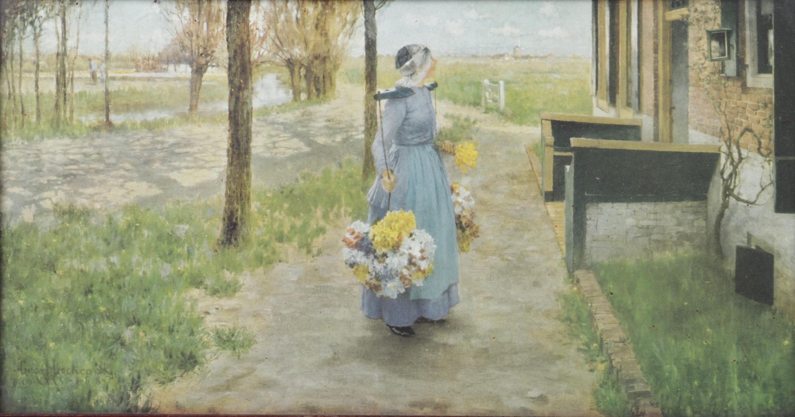 George Hitchcock "Flower Girl in Holland" Offset Lithograph, Mid-20th Century