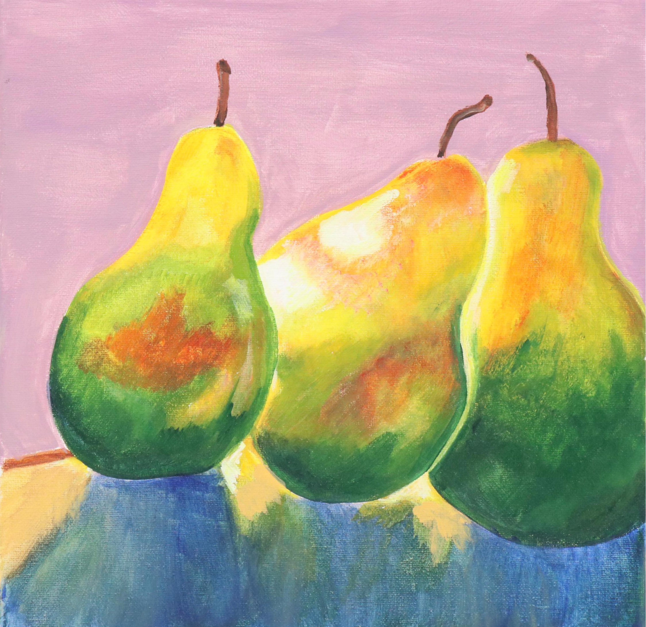 Acrylic Still Life Painting of Pears, 21st Century