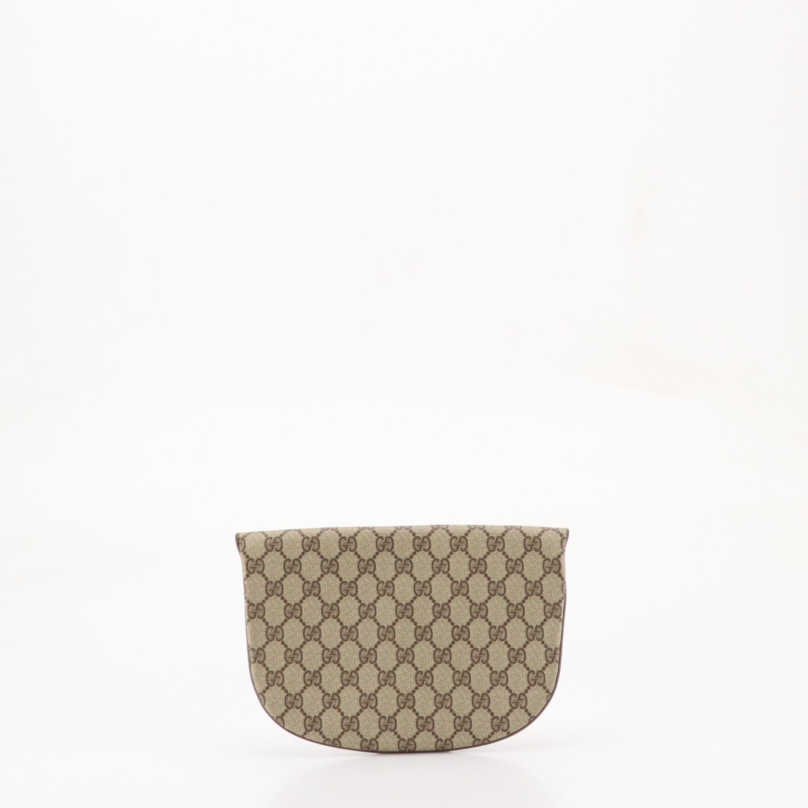 Gucci Accessory Collection Half Moon Flap Clutch in GG Supreme Canvas