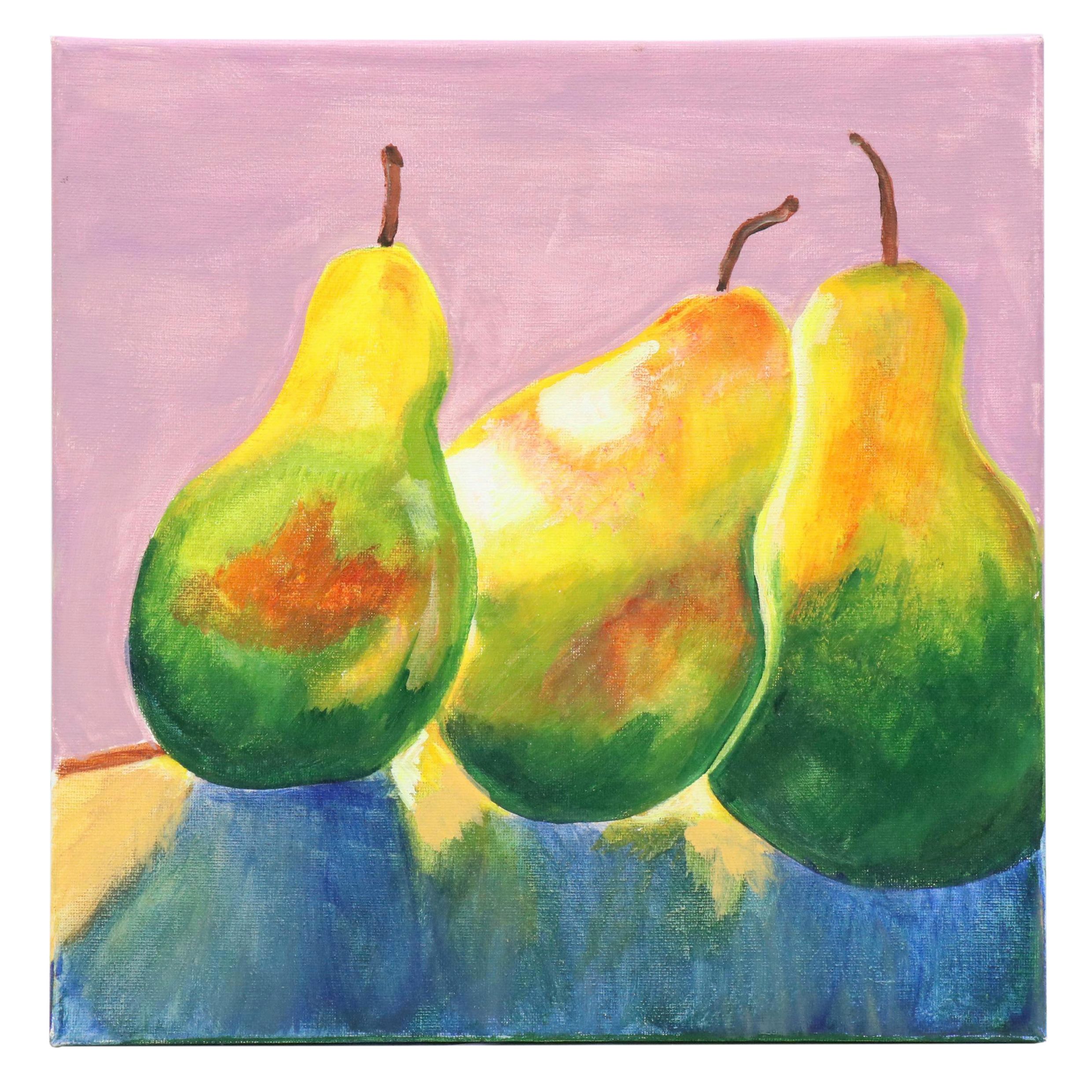 Acrylic Still Life Painting of Pears, 21st Century