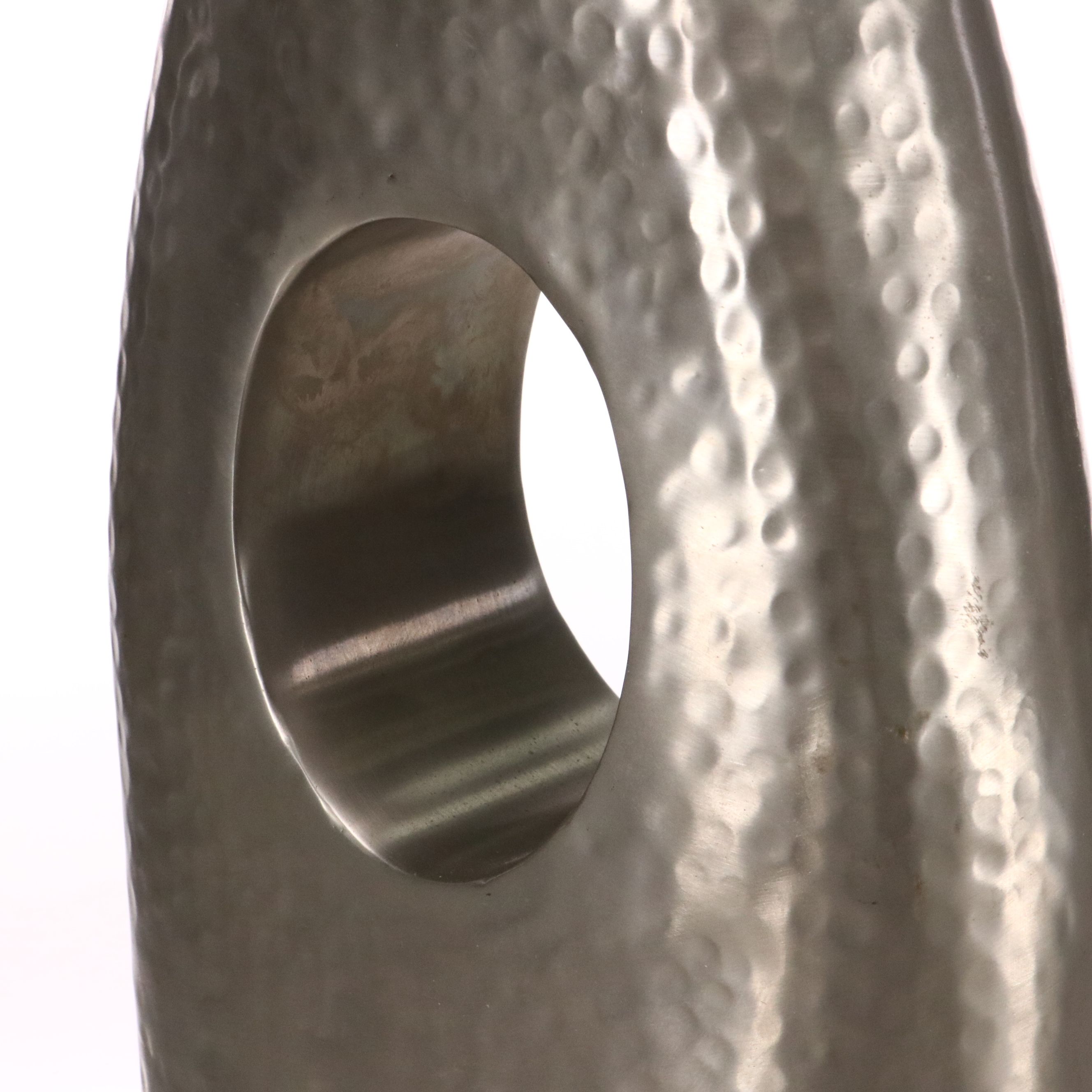 Indian Hand-Hammered Metal Negative Space Vases with Tall Bud Vase