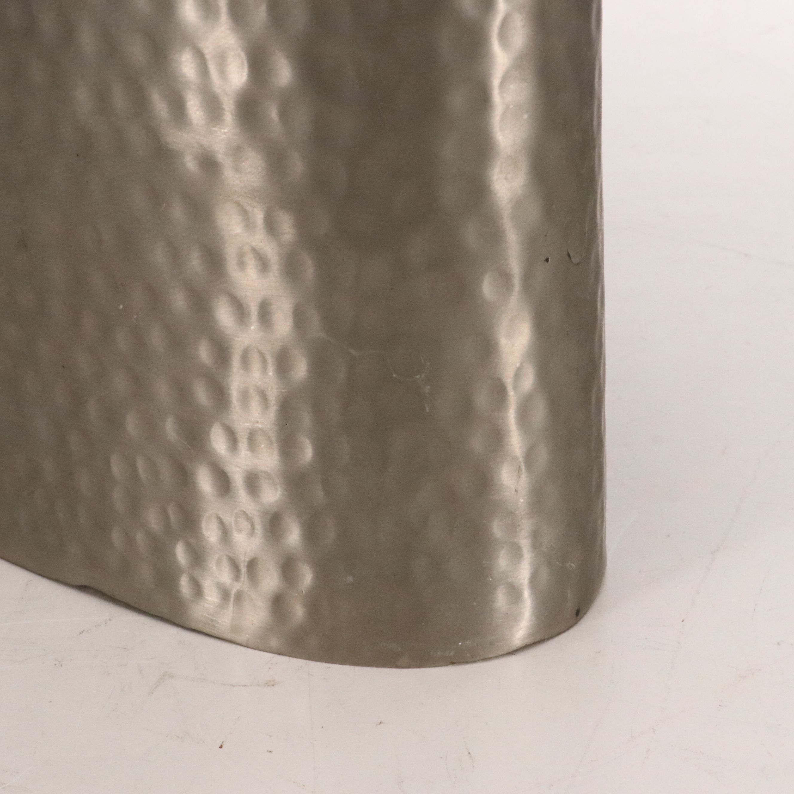 Indian Hand-Hammered Metal Negative Space Vases with Tall Bud Vase