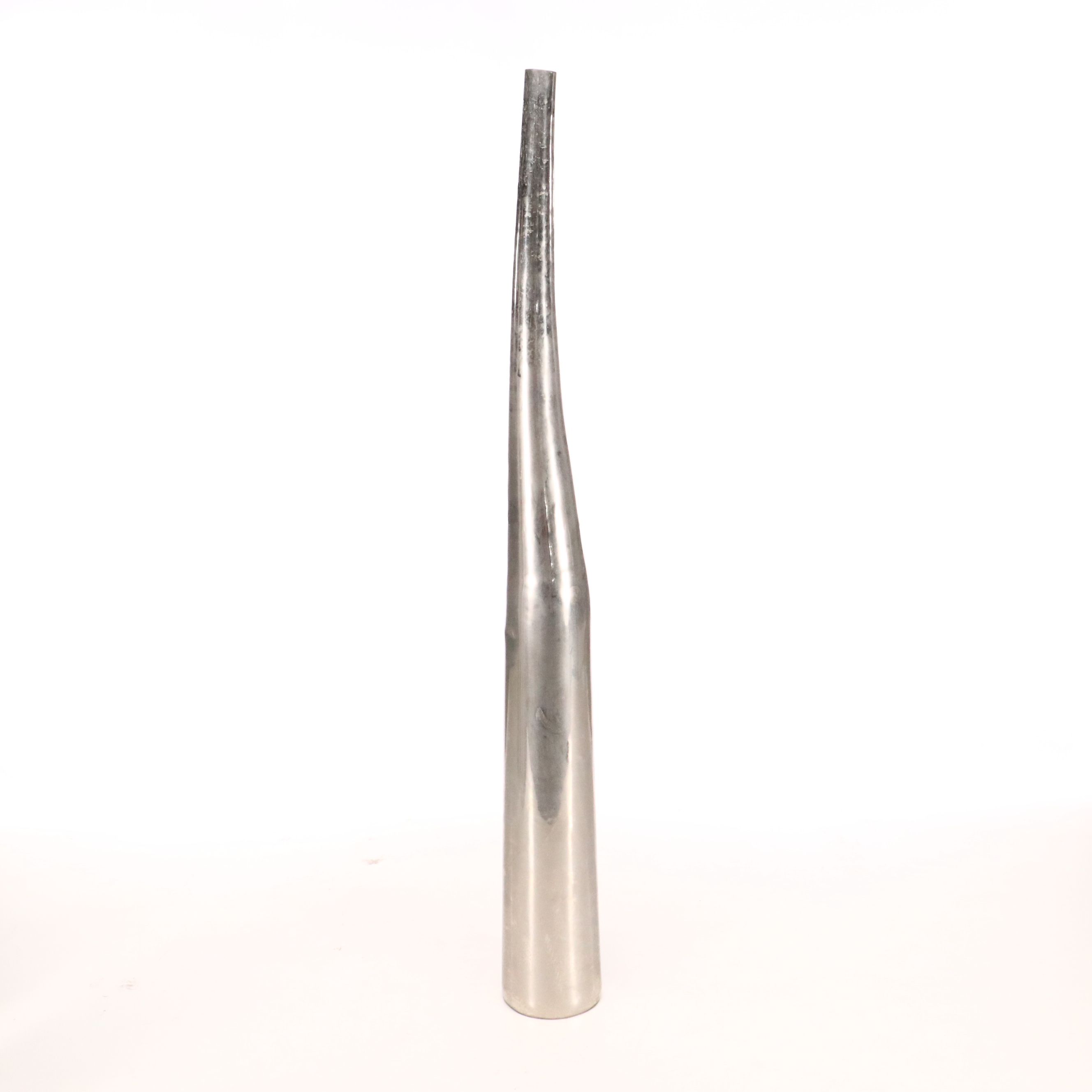 Indian Hand-Hammered Metal Negative Space Vases with Tall Bud Vase