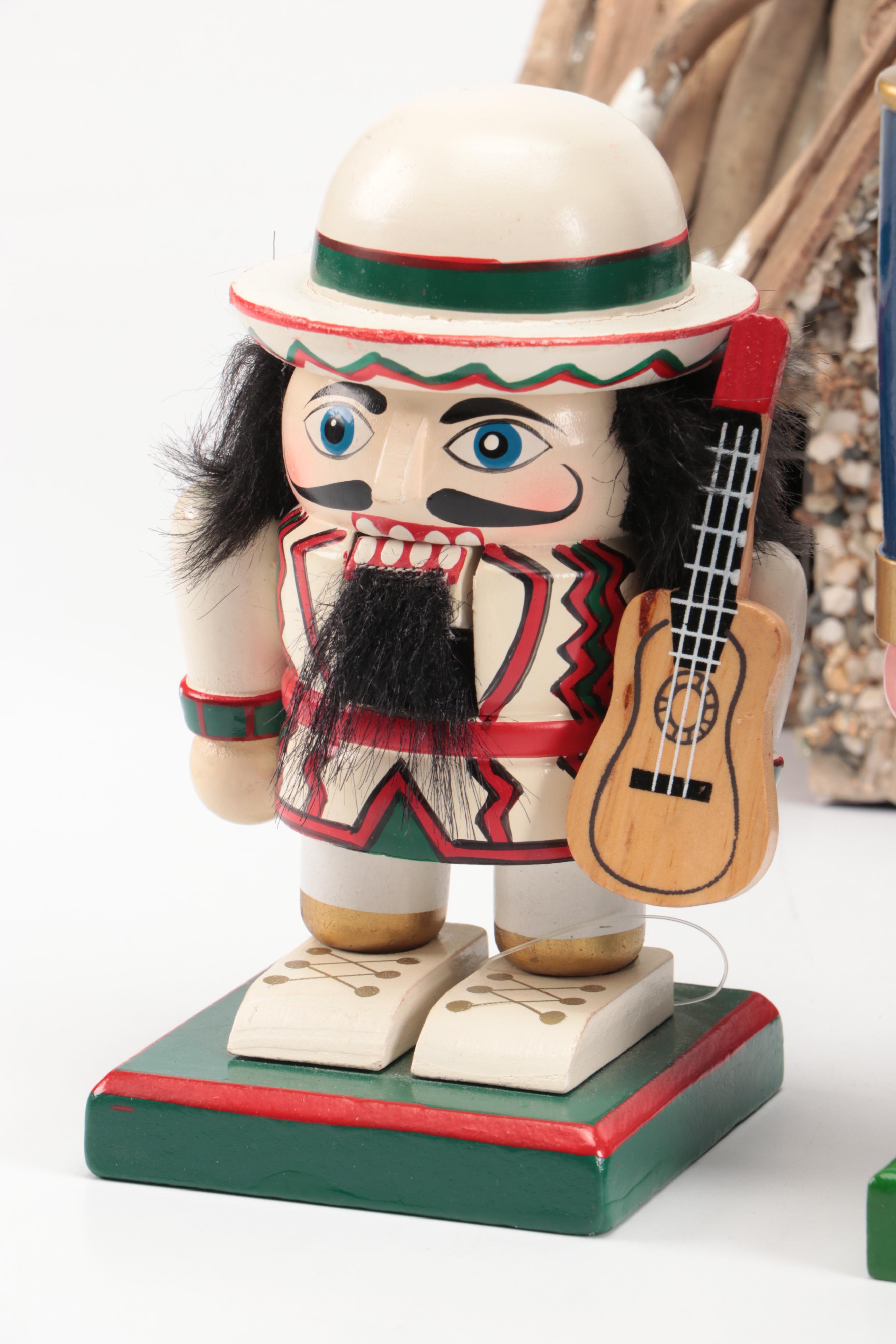 Christmas Nutcrackers, Music Box, Snowman Figurine and House