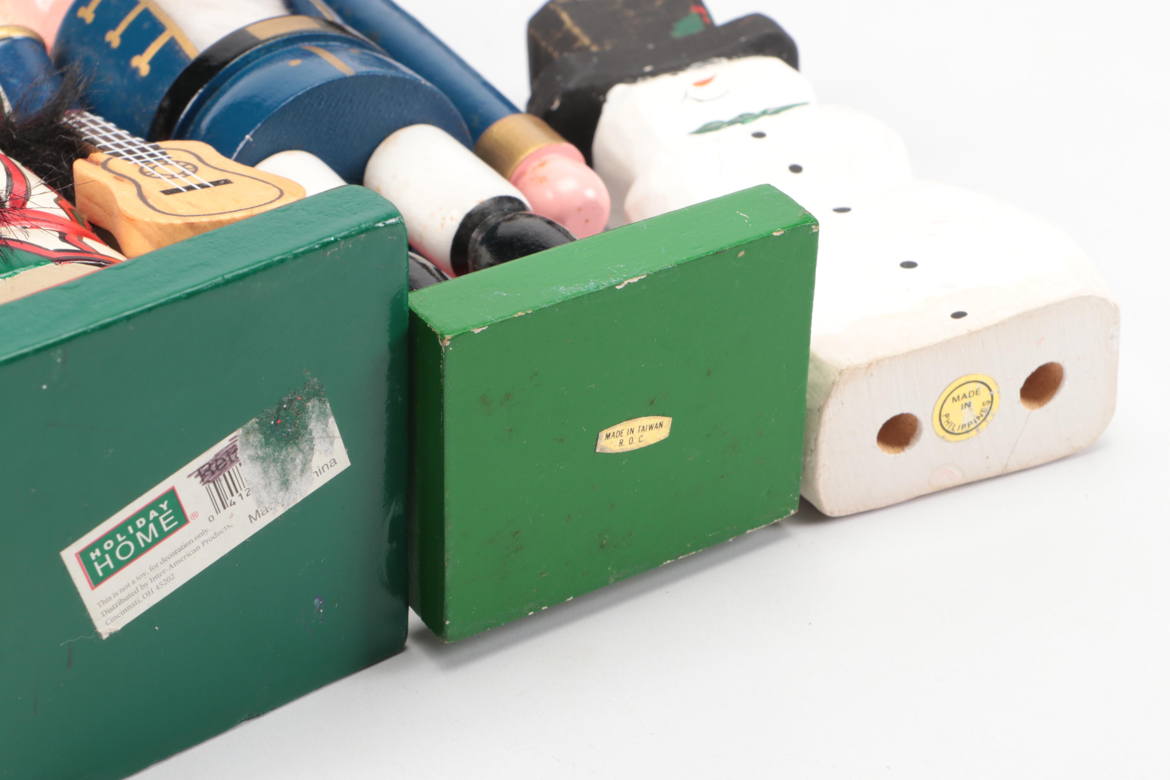 Christmas Nutcrackers, Music Box, Snowman Figurine and House