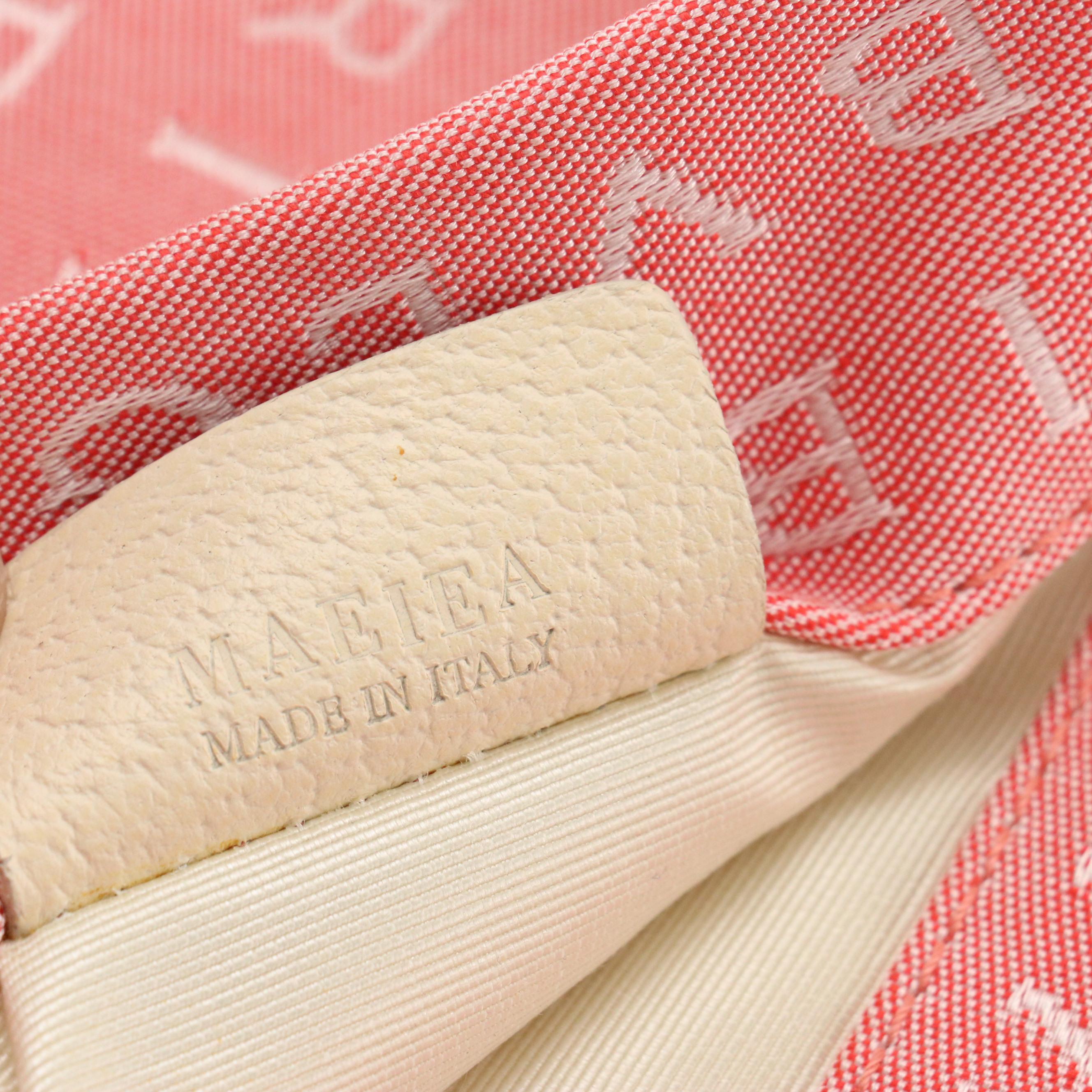 BVLGARI Sophia Tote in Pink Logomania Jacquard Canvas and White Leather