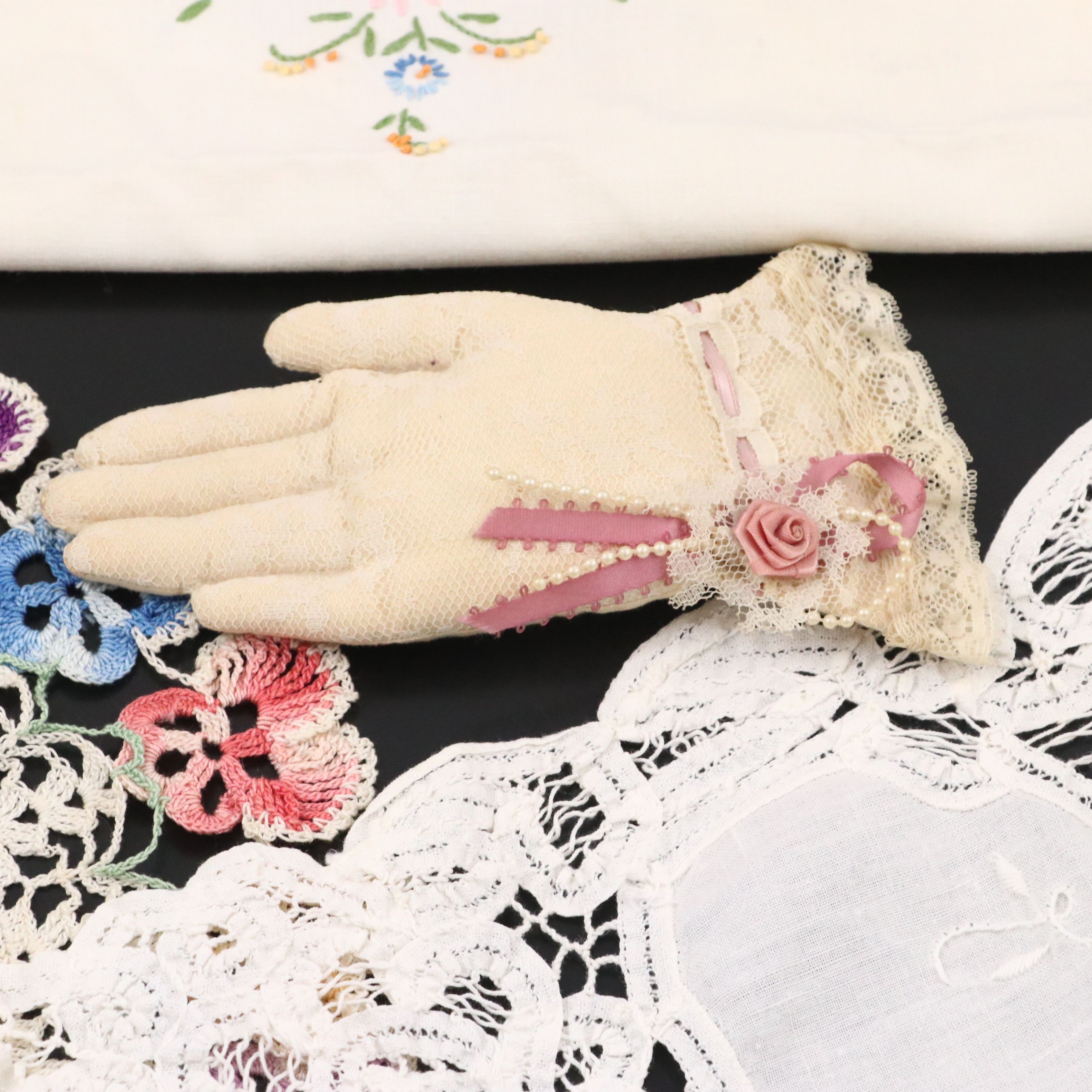 Embroidered Floral Tablecloth and More Decorative Textiles