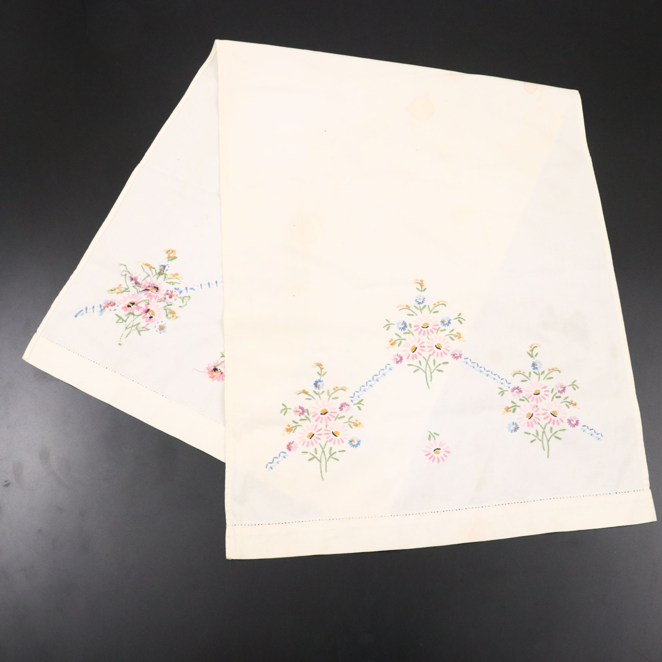Embroidered Floral Tablecloth and More Decorative Textiles