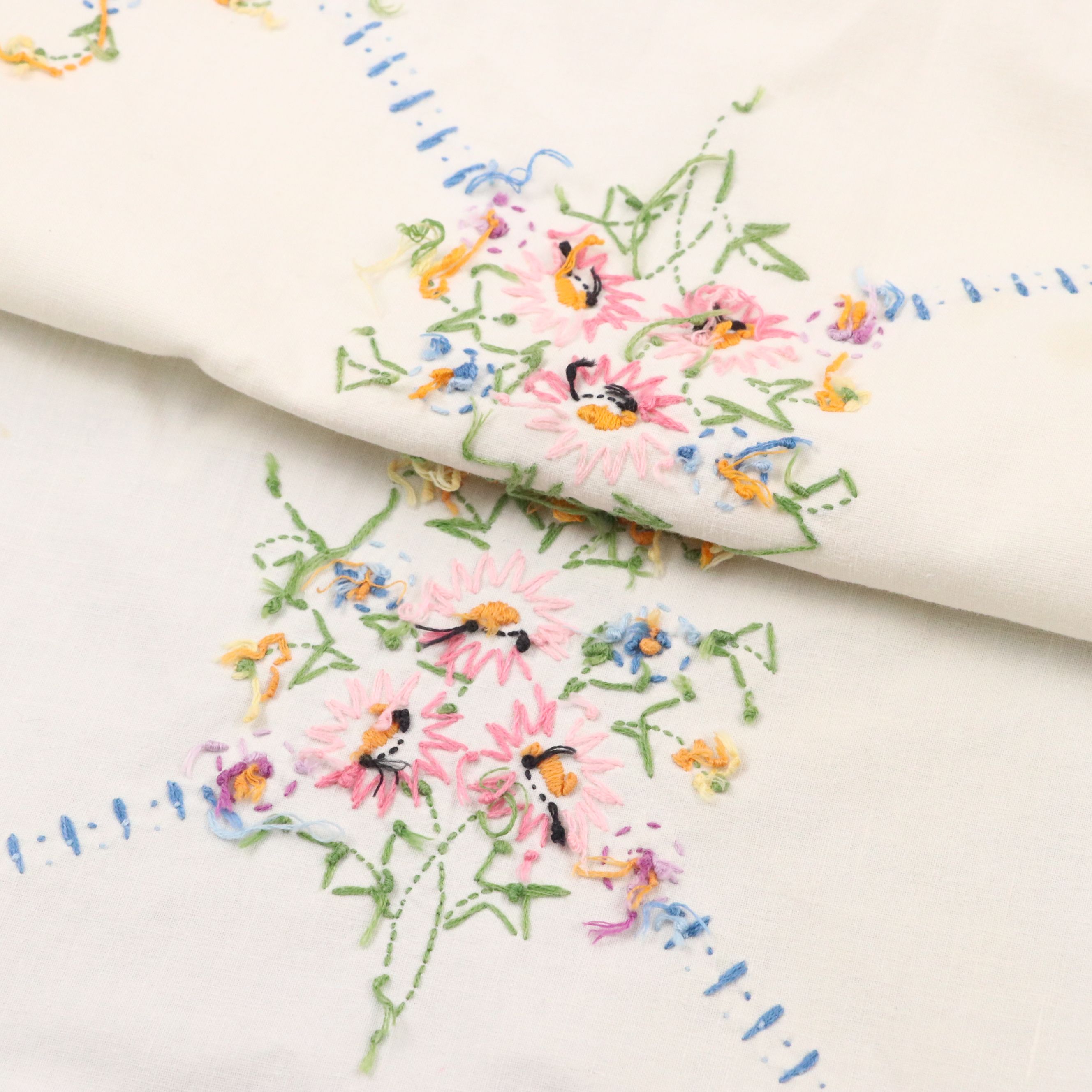 Embroidered Floral Tablecloth and More Decorative Textiles