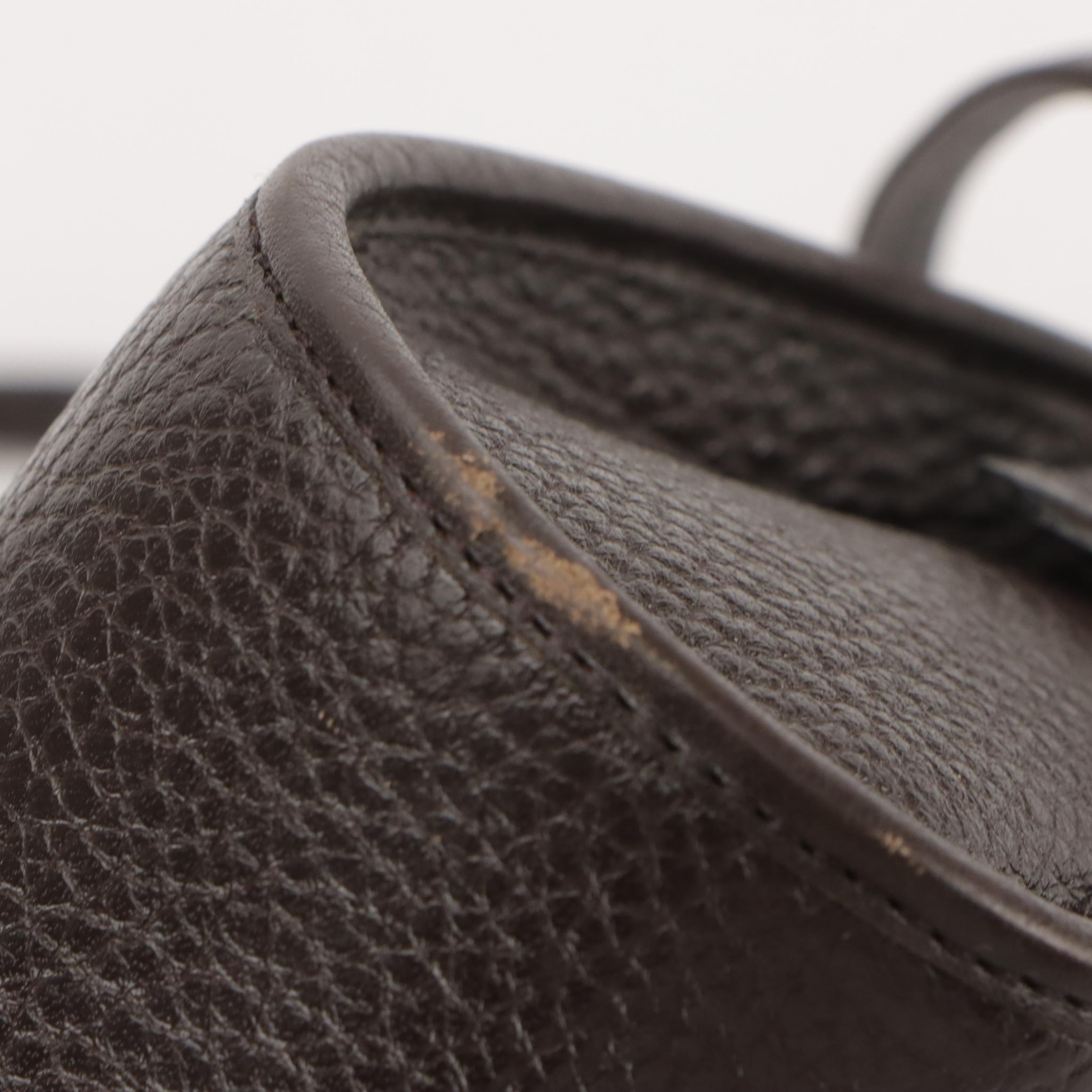 Christian Dior Zippered Crossbody Bag in Dark Brown Grained Leather