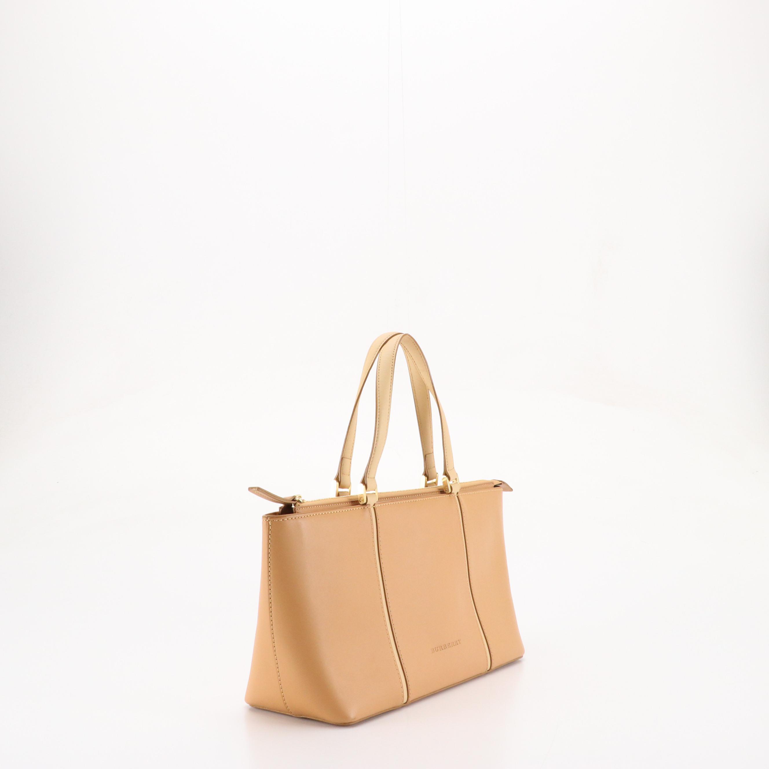 Burberry Horizontal Handbag in Tan Leather