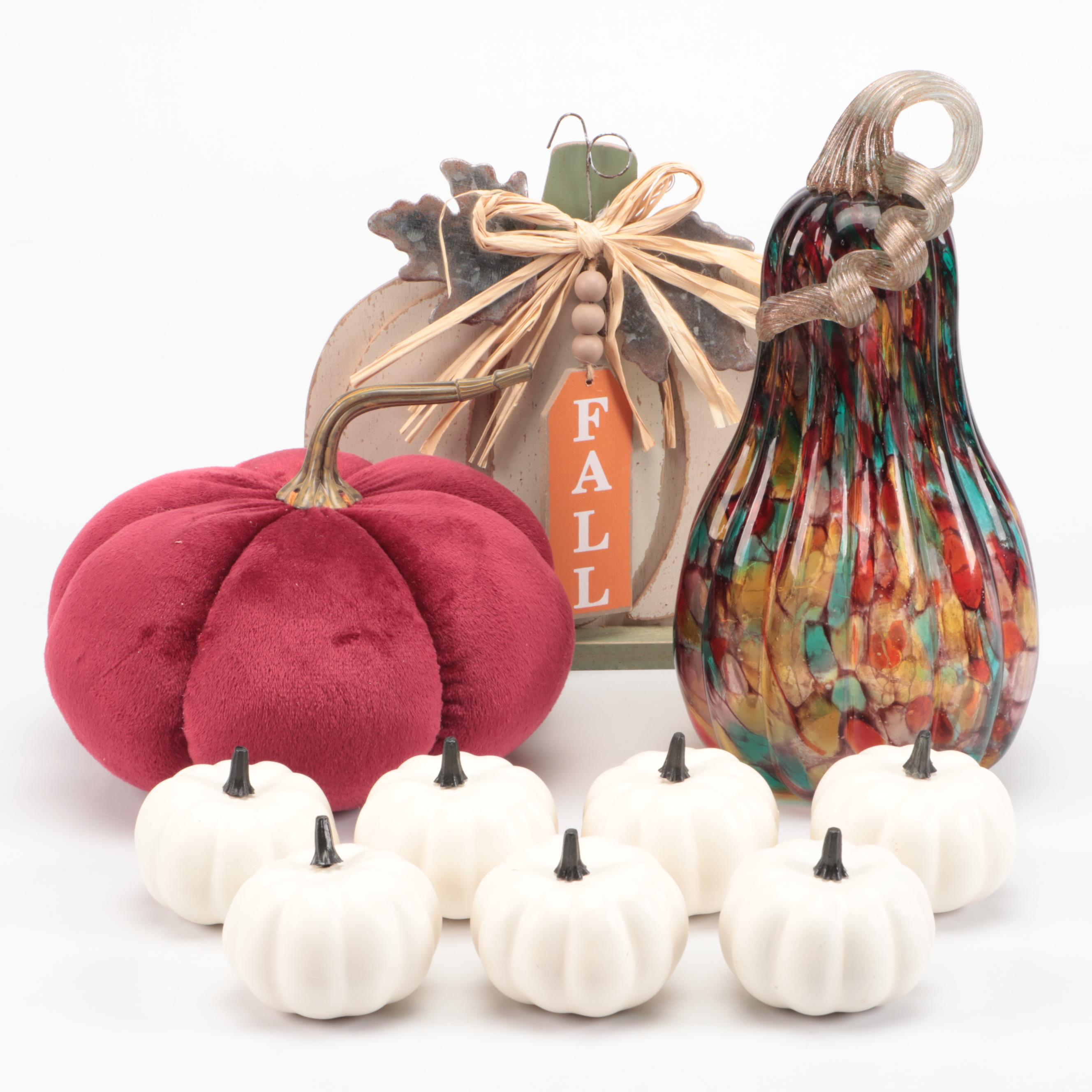 Fall Speckled Glass, Plush and Other Pumpkin Table Decor