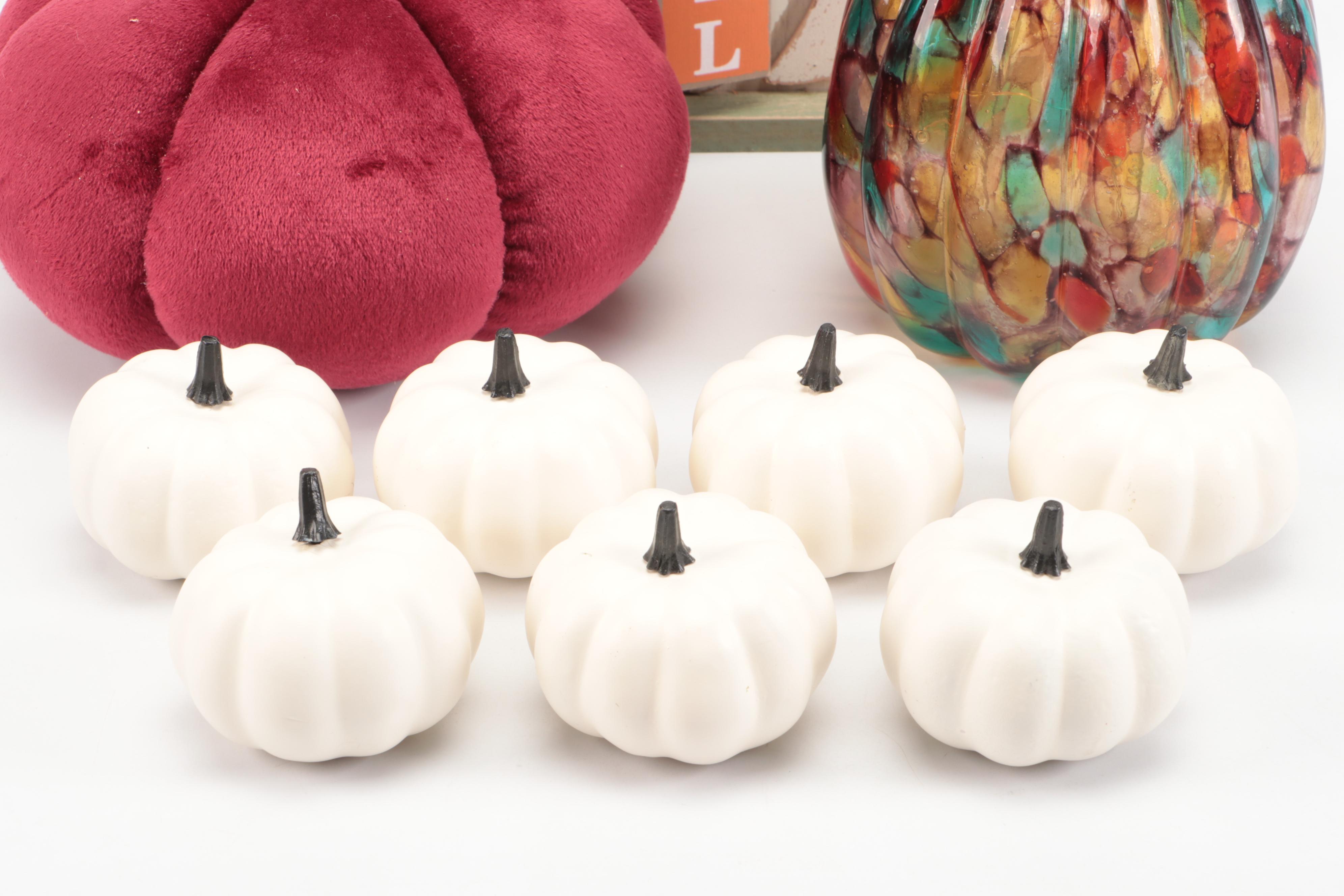 Fall Speckled Glass, Plush and Other Pumpkin Table Decor