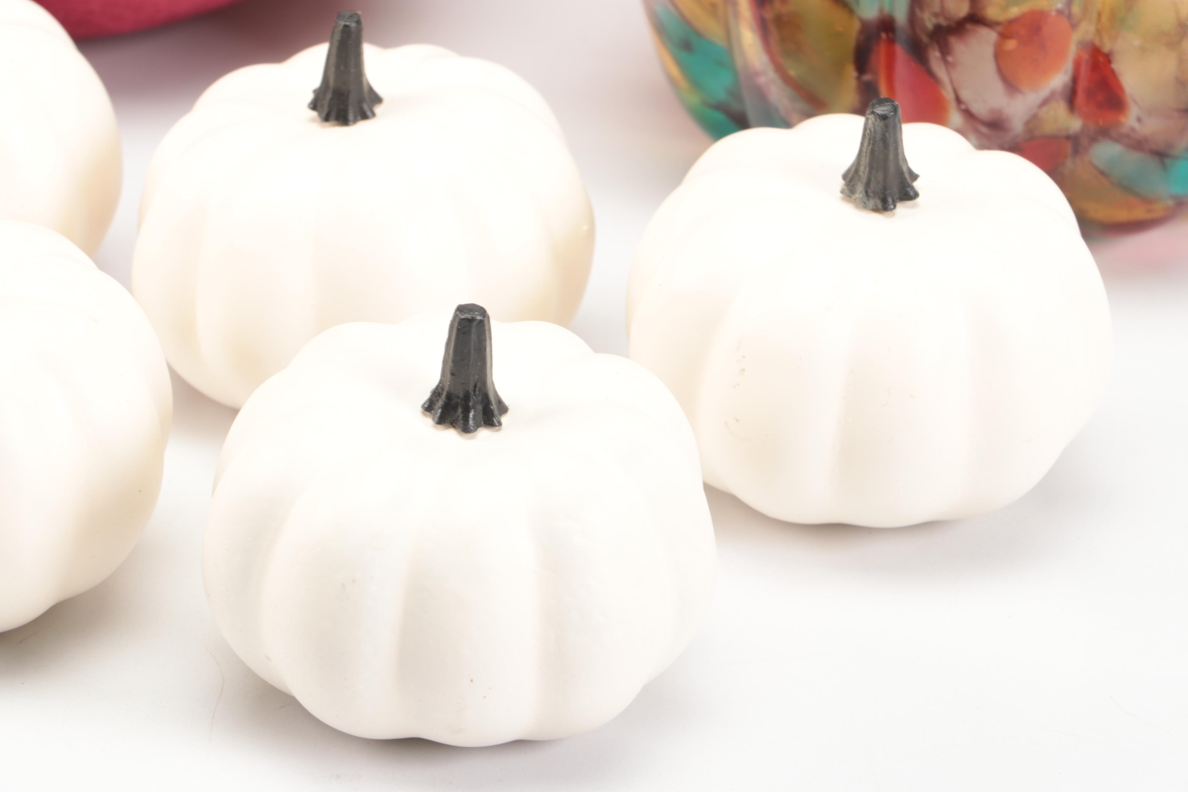 Fall Speckled Glass, Plush and Other Pumpkin Table Decor