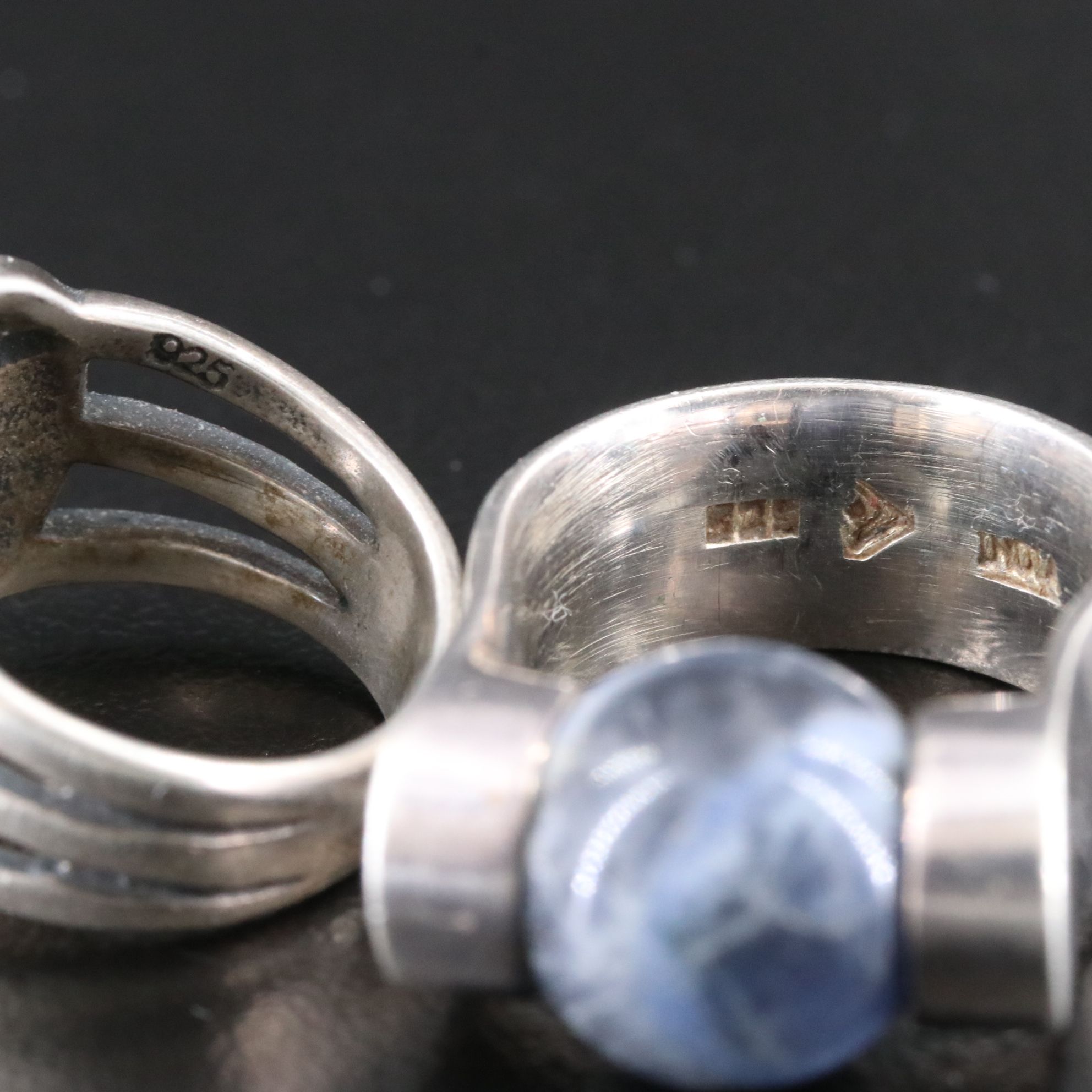 Silpada Sterling Sodalite Spinner and Peace Sign Rings