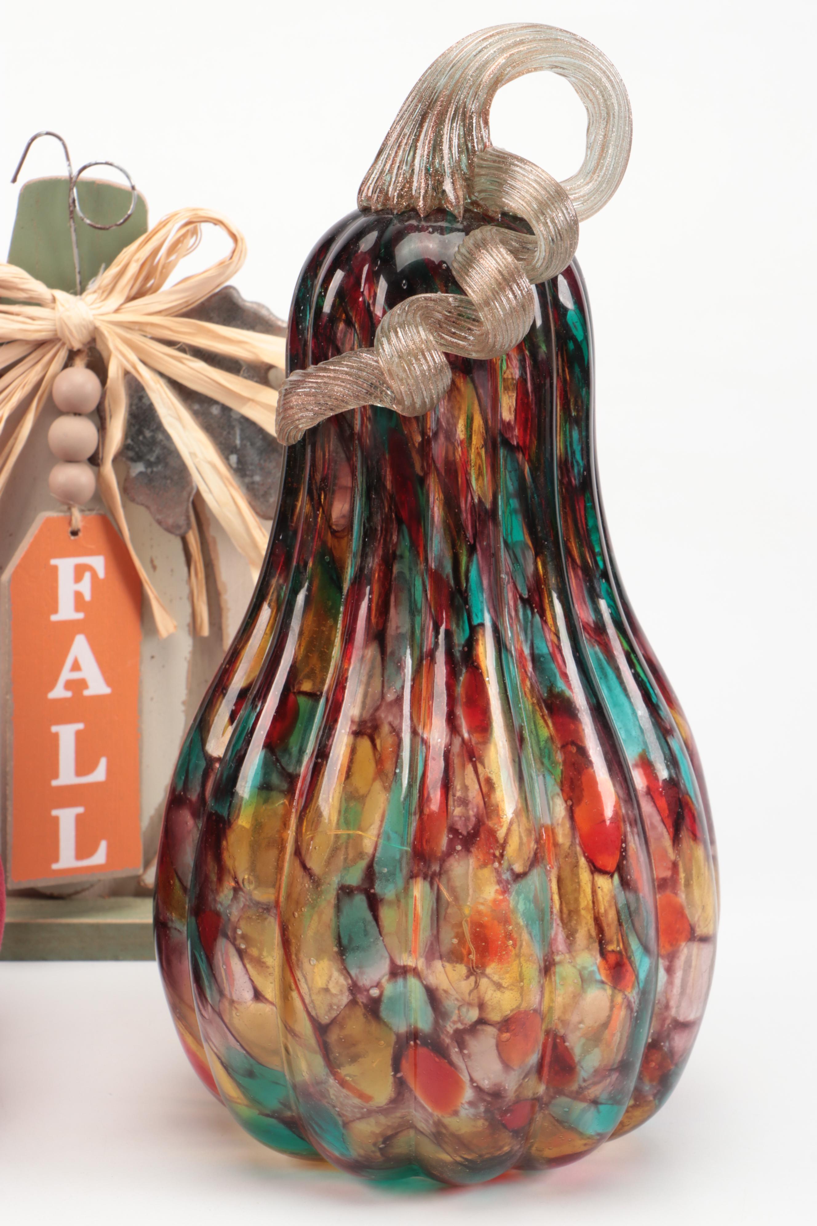 Fall Speckled Glass, Plush and Other Pumpkin Table Decor