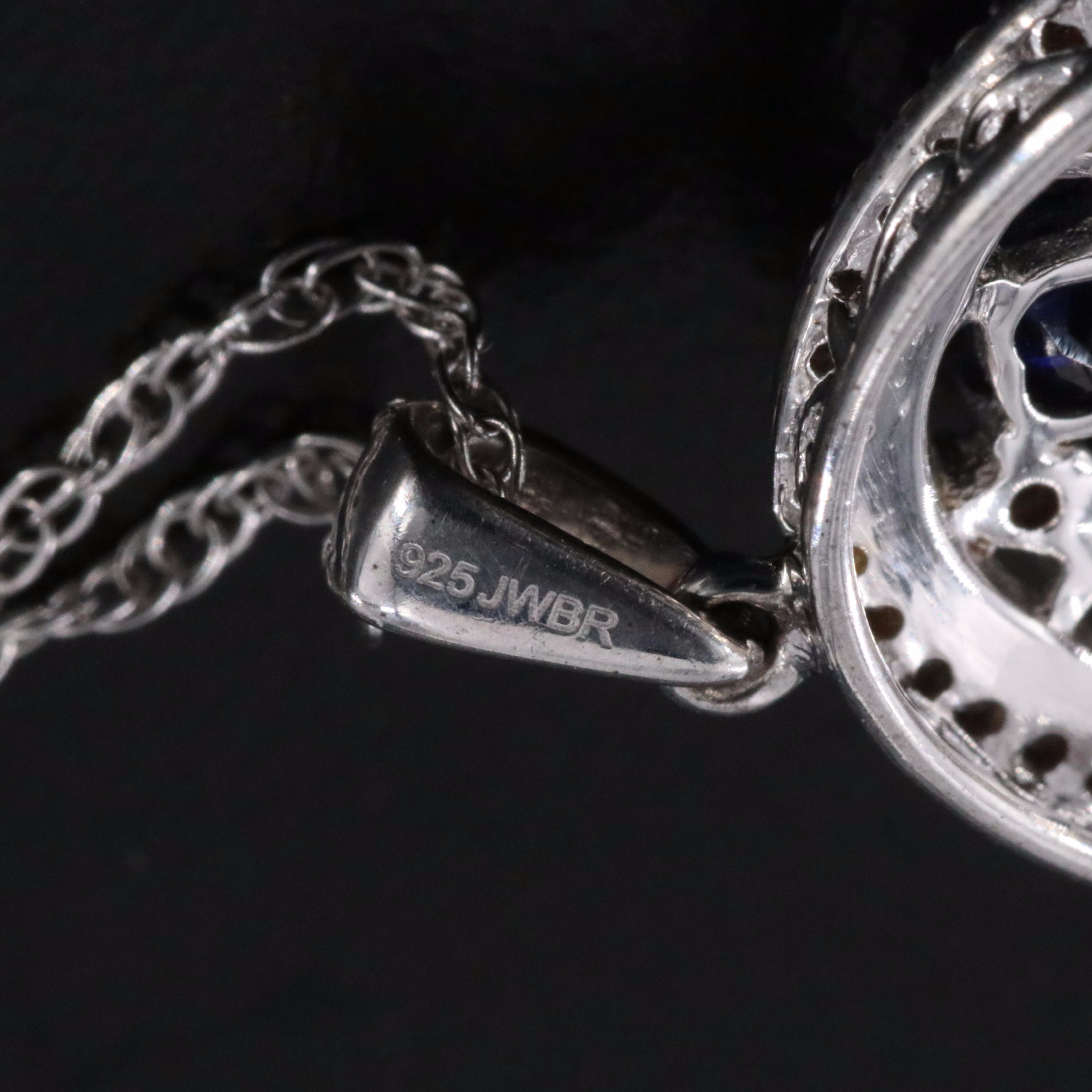 Sterling Blue and White Sapphire Pendant Necklace