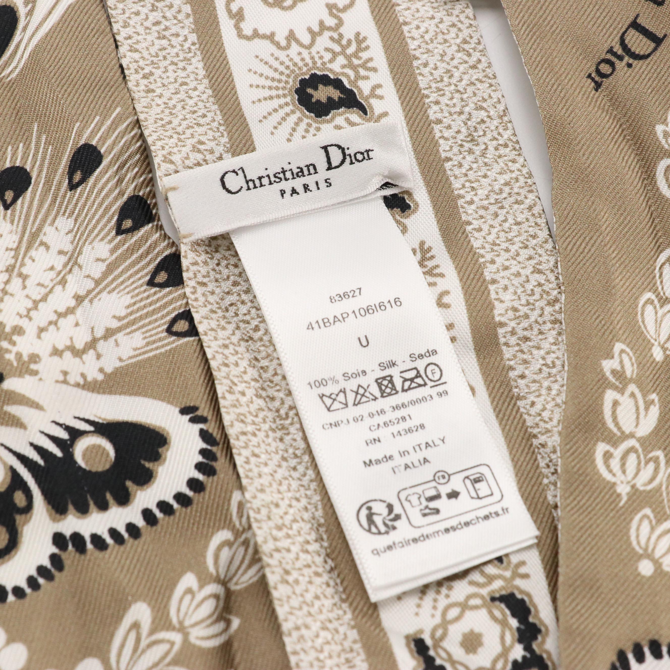 Christian Dior Butterfly Motif Silk Twill Mitzah Scarf in Box