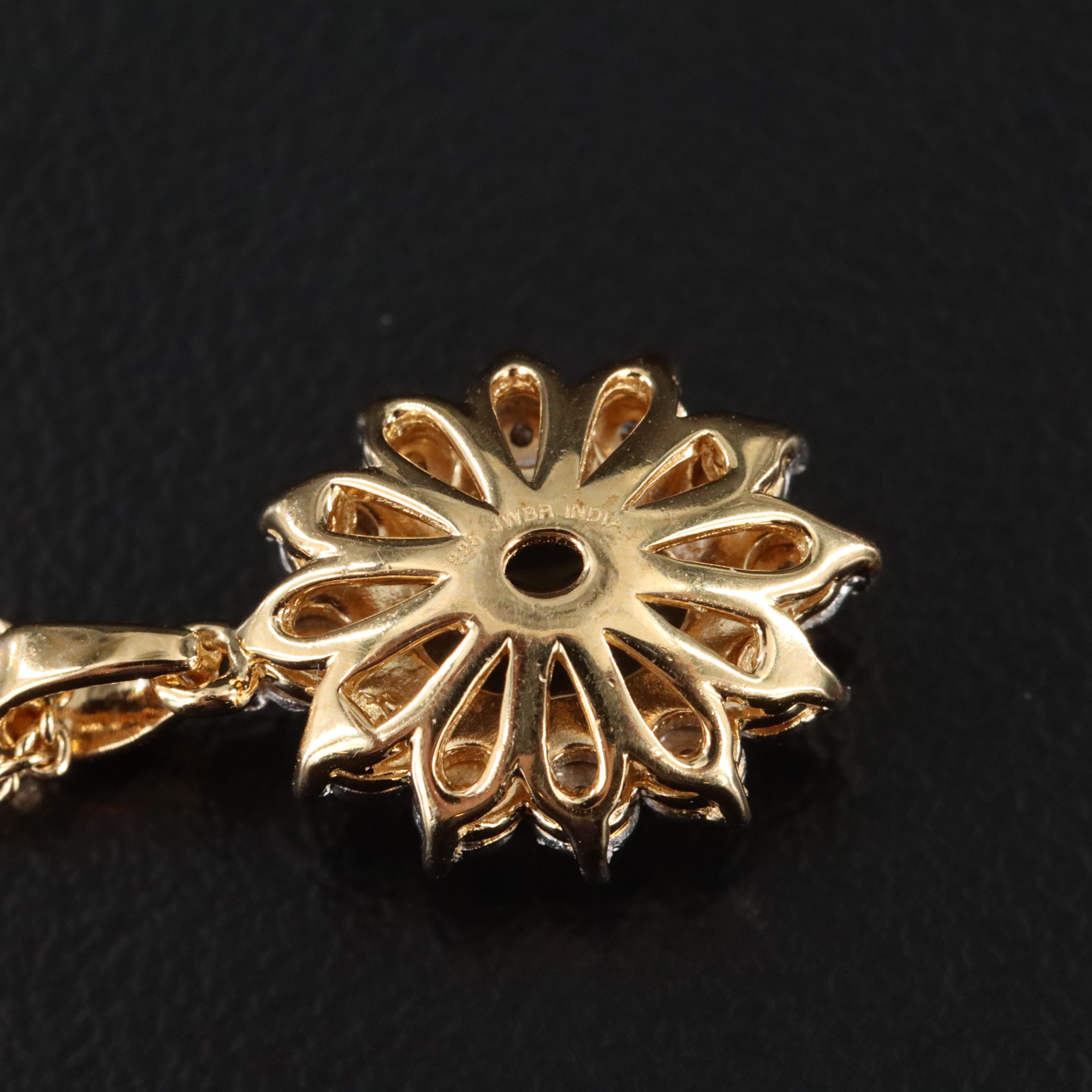 Sterling Citrine and Diamond Pendant Necklace in Gold Tone