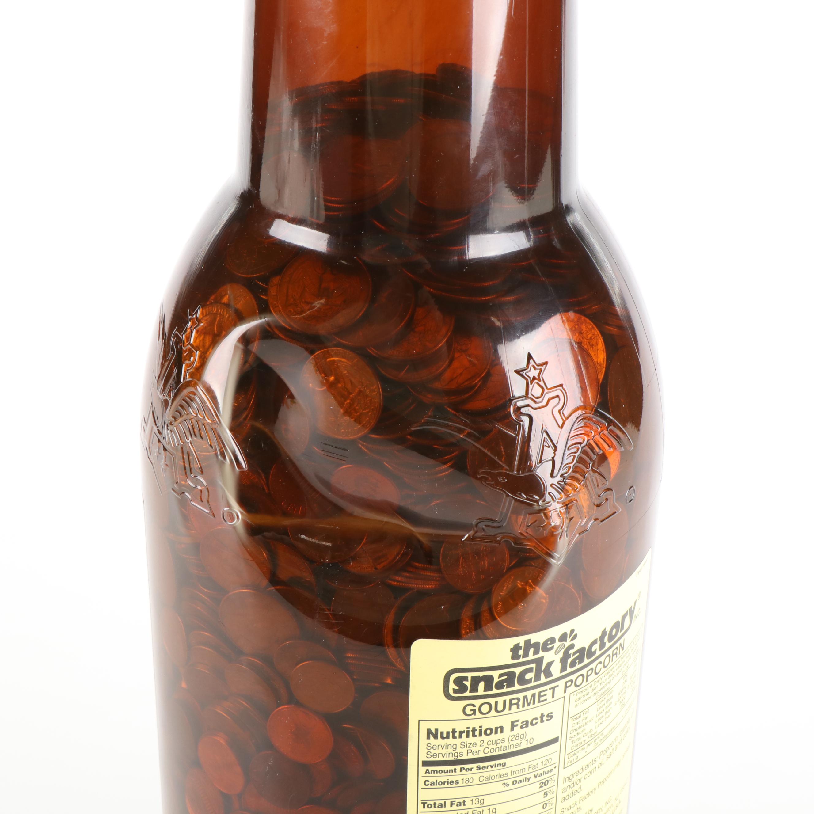 Giant Budweiser Bottle Filled with Over $400.00 Face Value U.S. Modern Coins