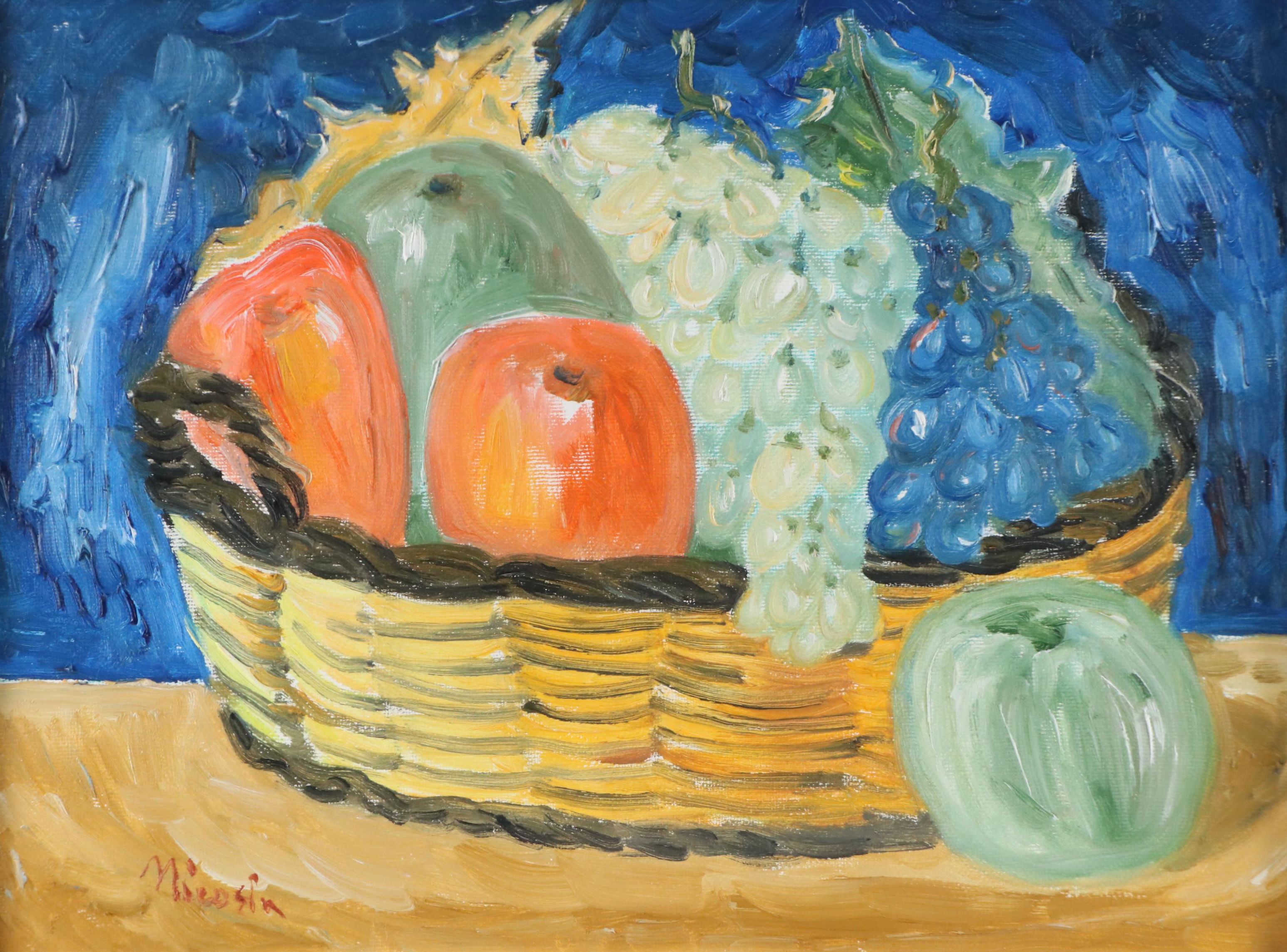 Riccardo Nicosia Still Life Oil Painting "Frutte," Late 20th - 21st Century