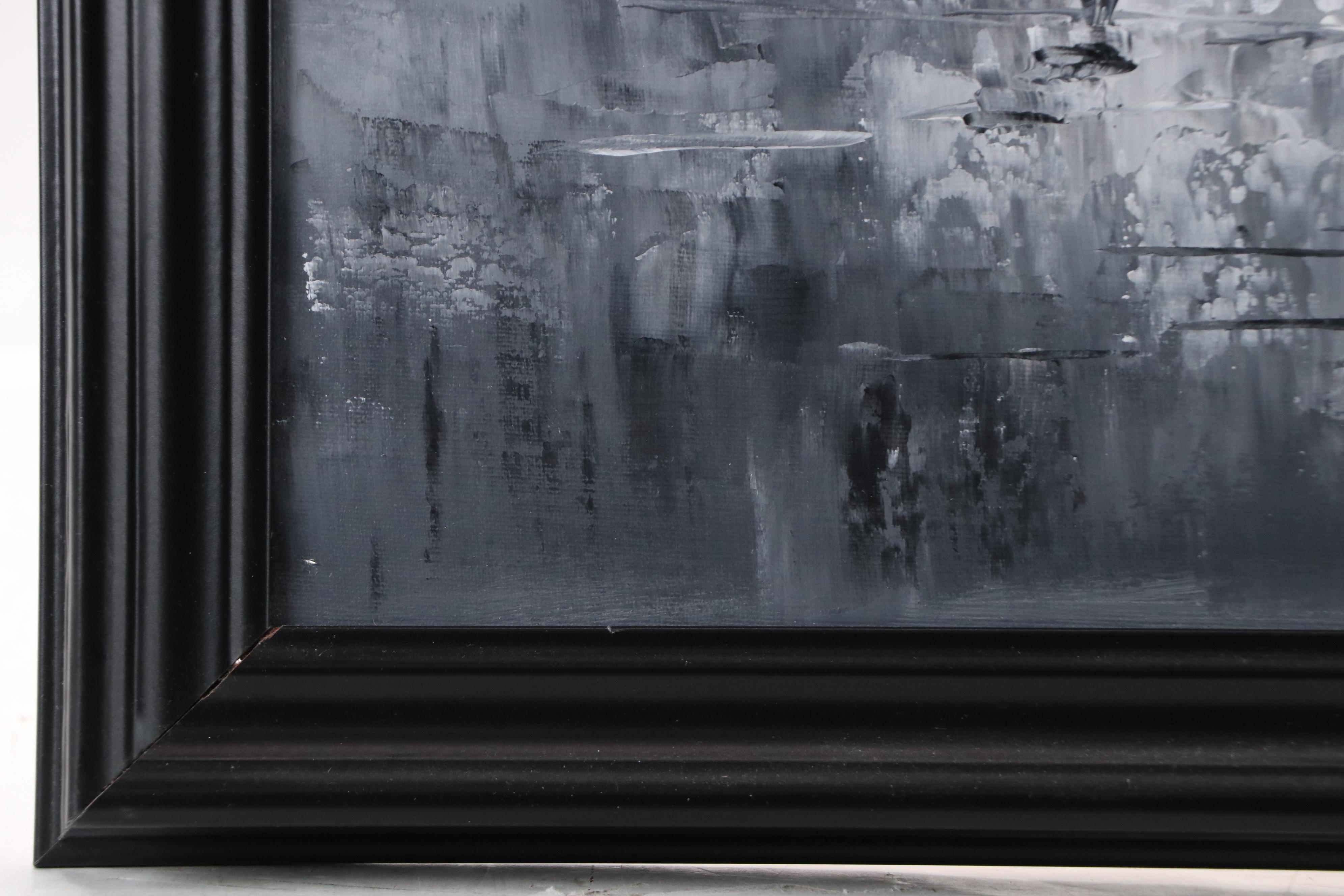 Black and White Parisian Acrylic Painting After Caroline Burnett, 21st Century