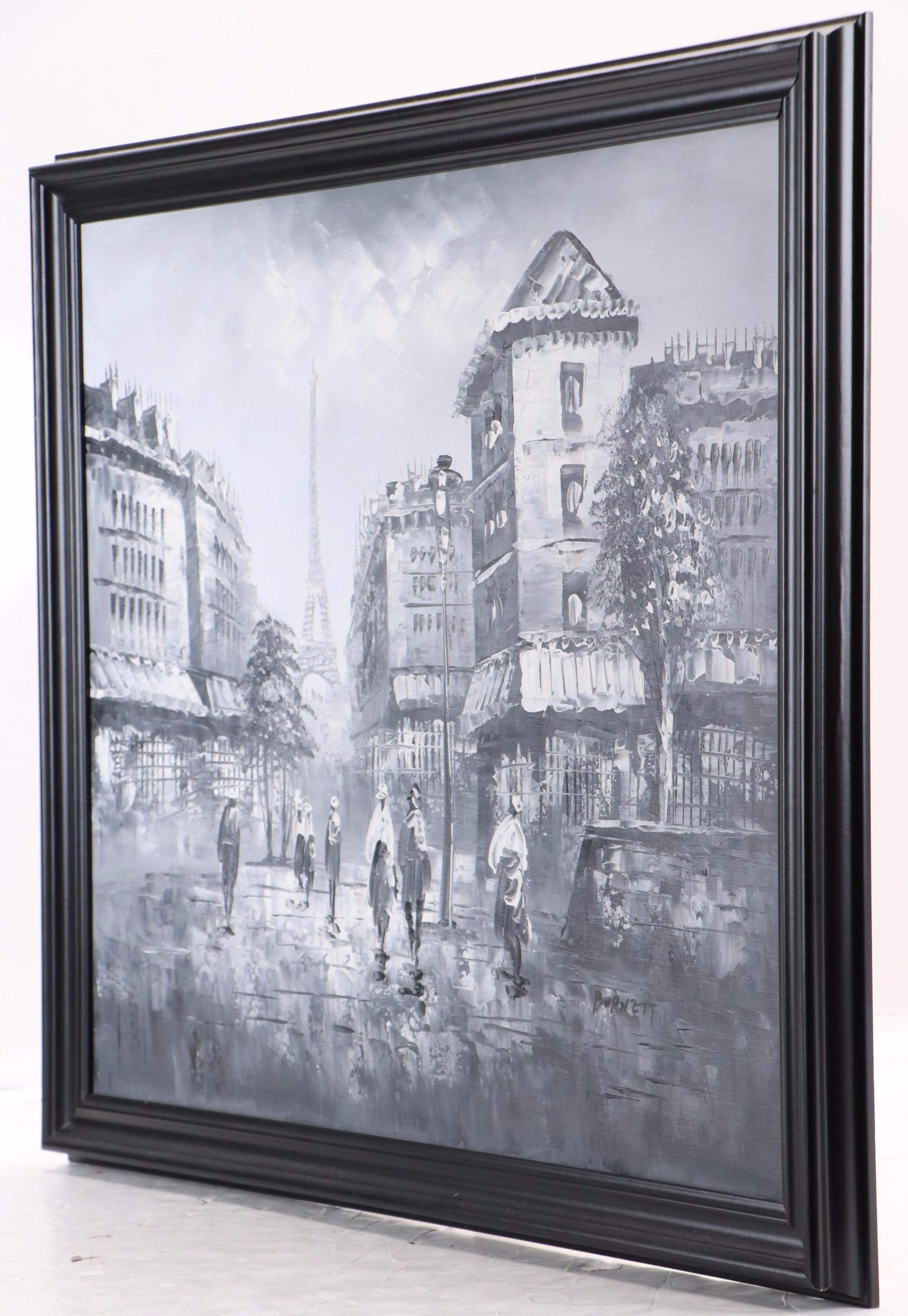 Black and White Parisian Acrylic Painting After Caroline Burnett, 21st Century