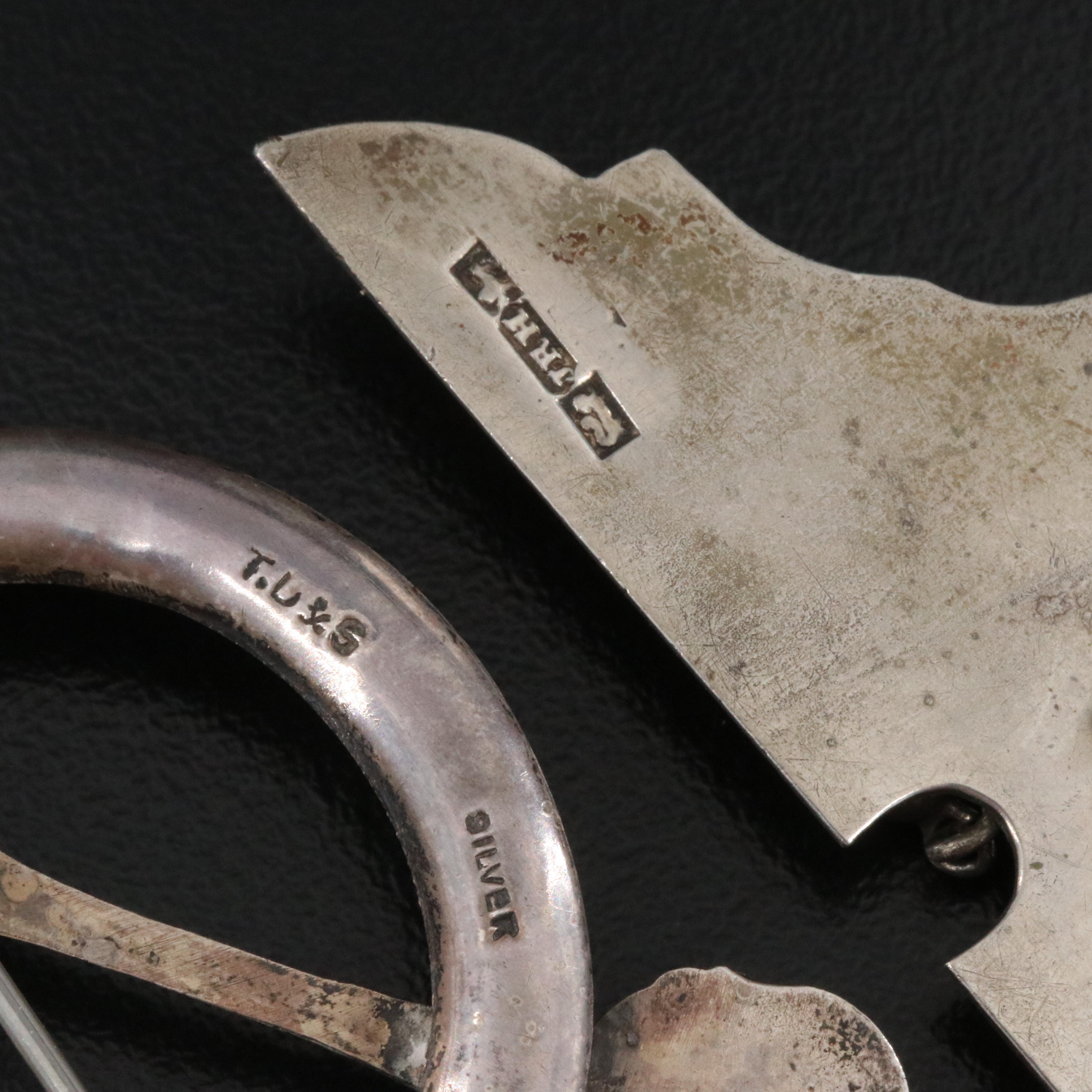 Antique Scottish and English 800 and 950 Silver Brooches and Pendant