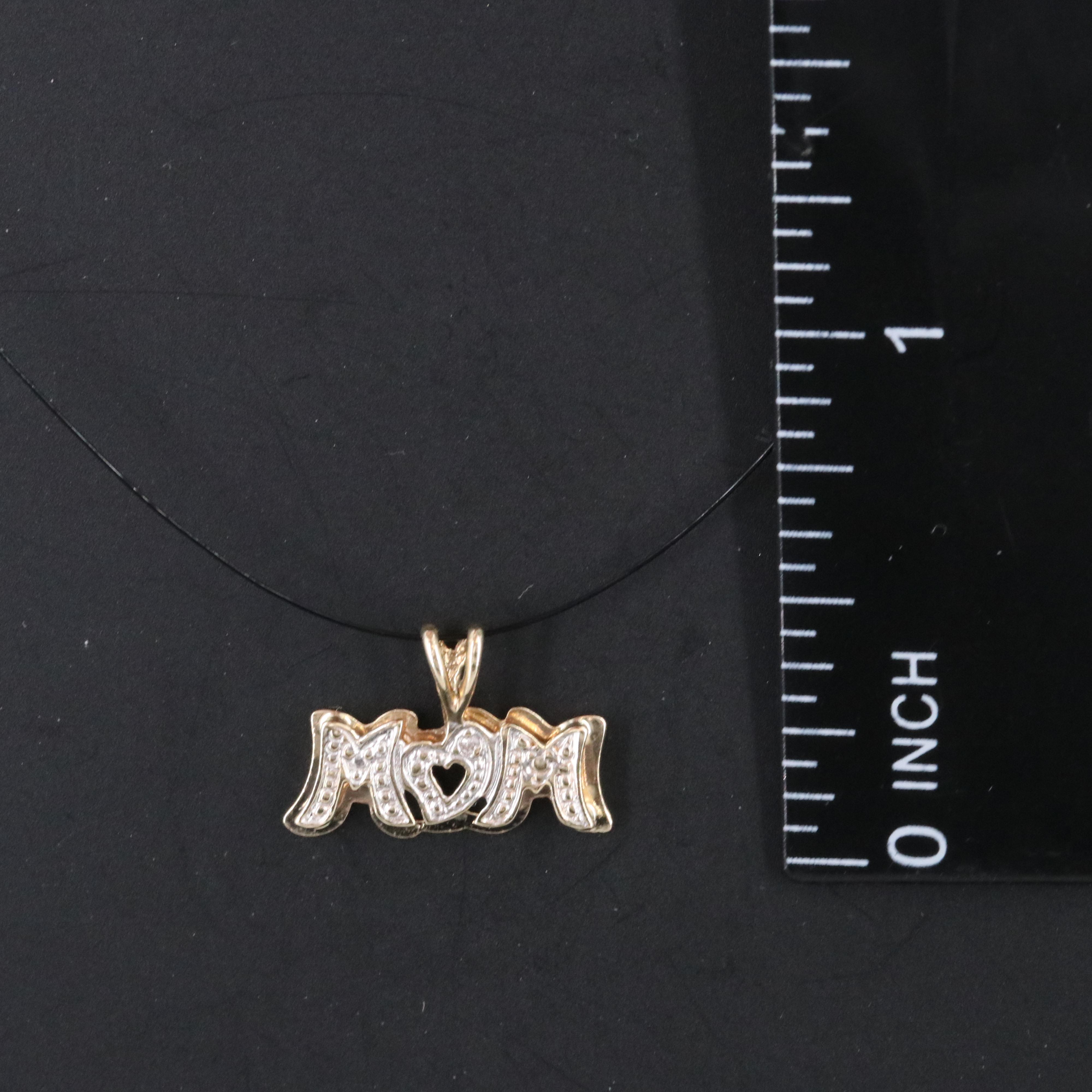 10K Two-Tone "Mom" Pendant with Diamond Accent