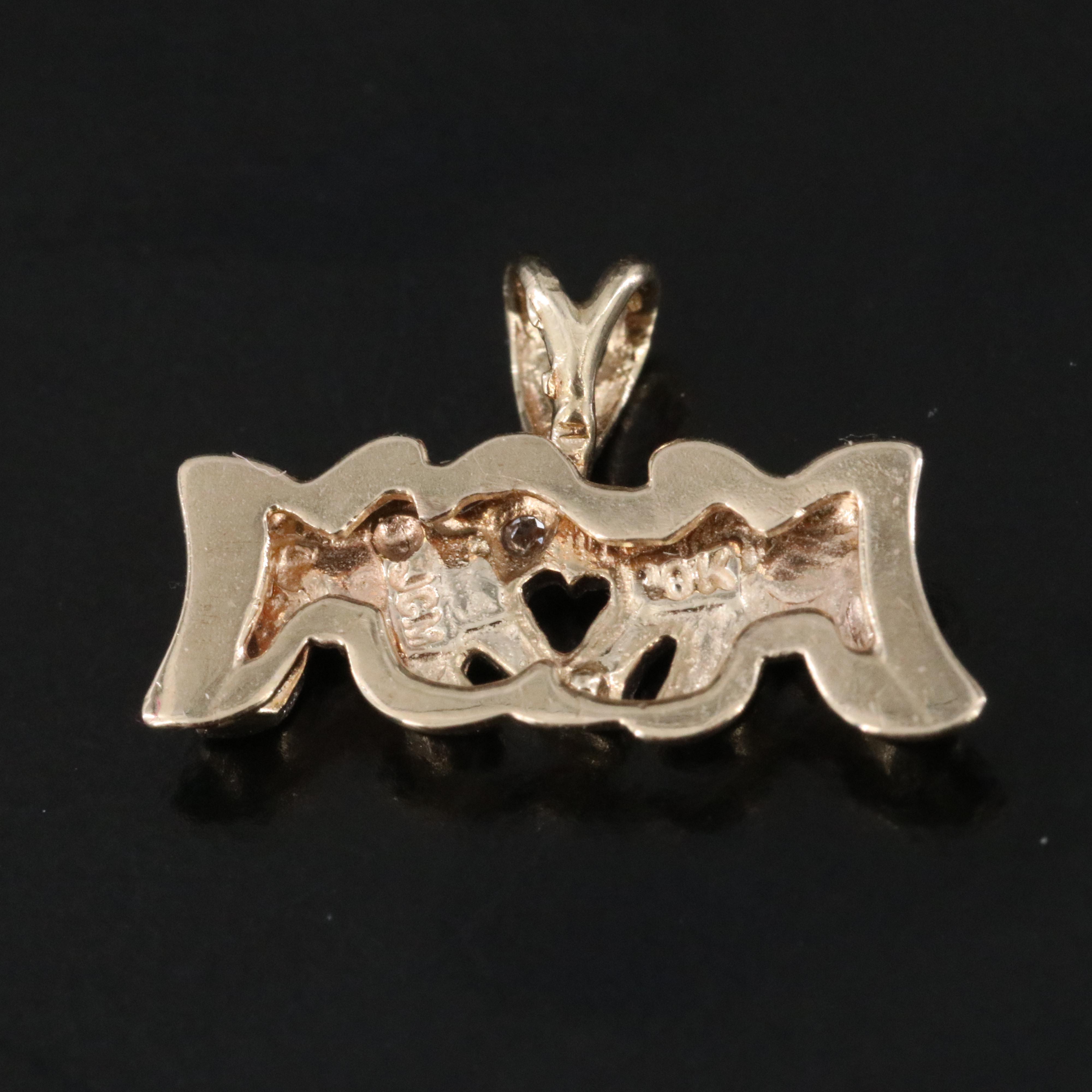 10K Two-Tone "Mom" Pendant with Diamond Accent