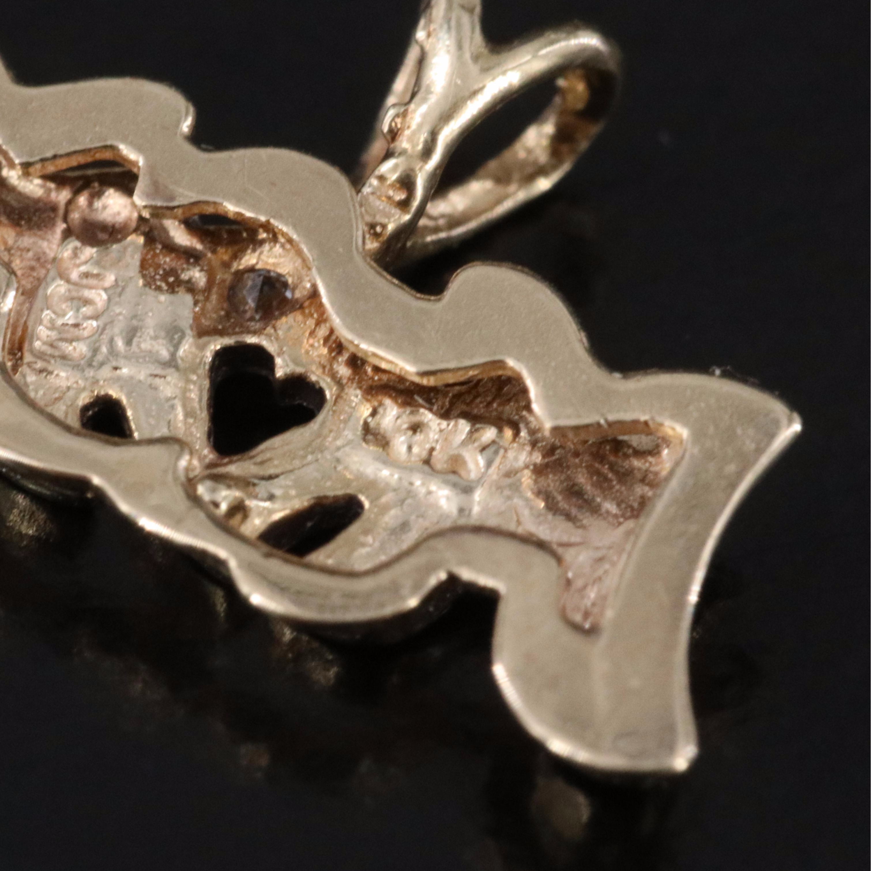 10K Two-Tone "Mom" Pendant with Diamond Accent