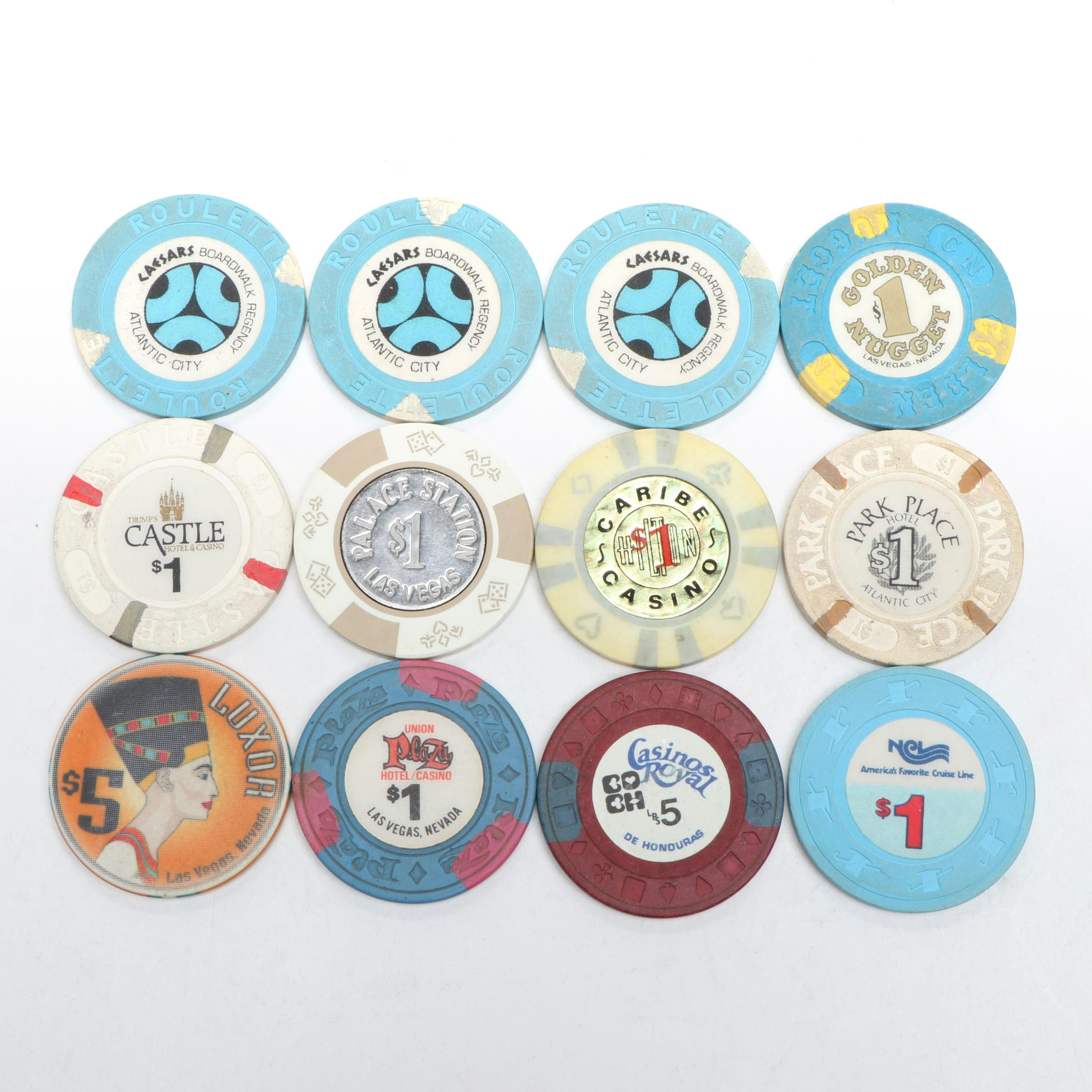 Casino Poker Chips from Las Vegas, Atlantic City, Honduras and the Caribbean