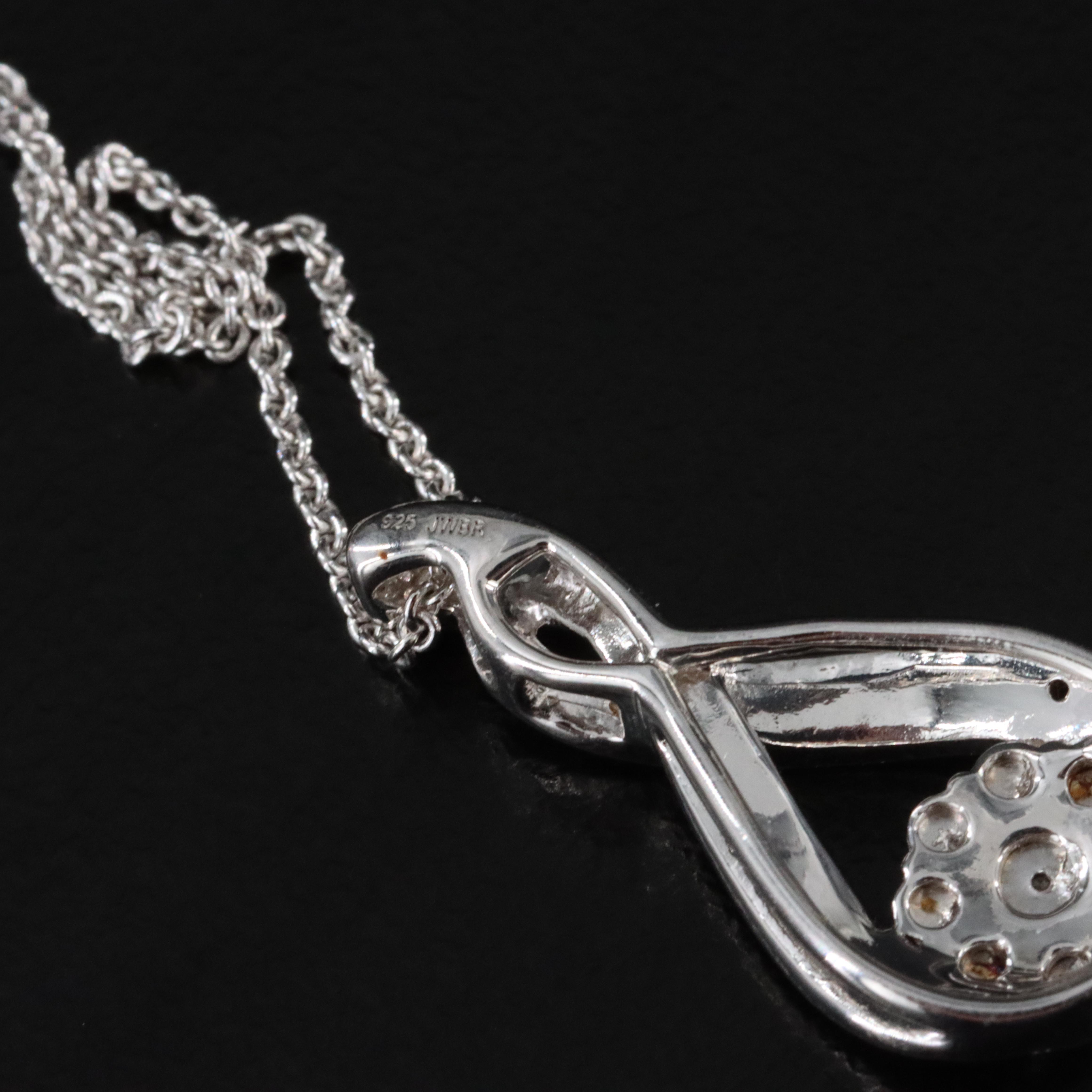 Sterling Diamond Pendant Necklace Including Fancy Black Diamonds