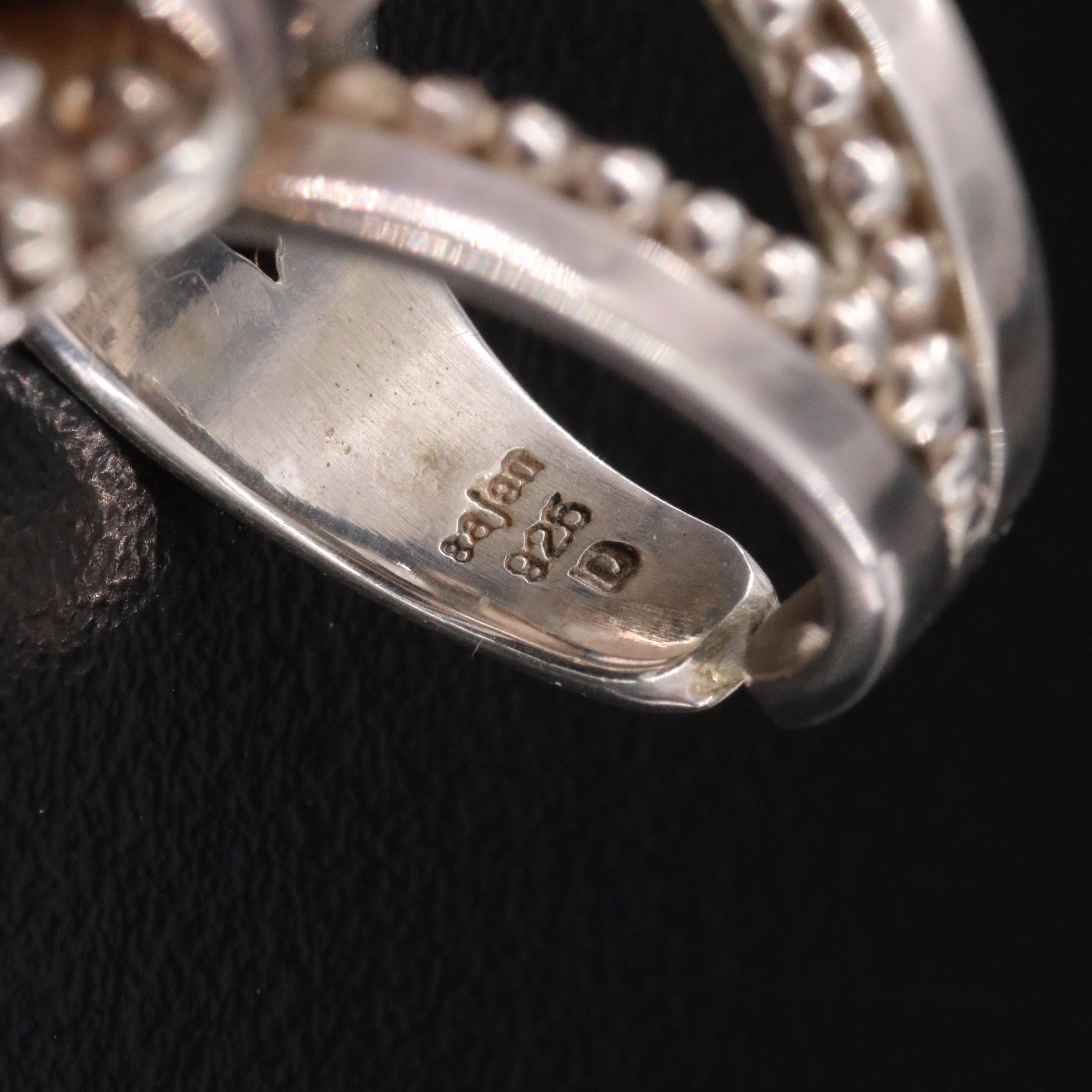 Sajen Sterling Carved Rock Crystal and Druzy Elephant Ring