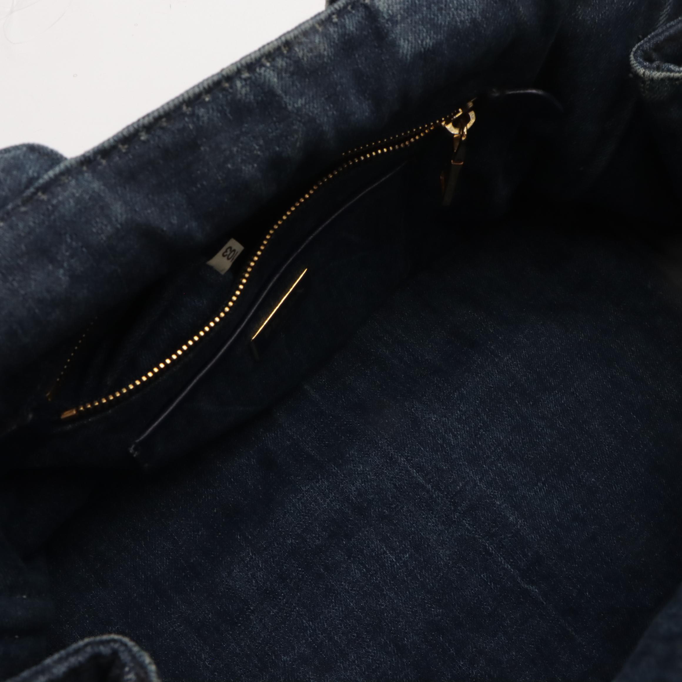 Prada Blue Canapa Logo Denim Tote