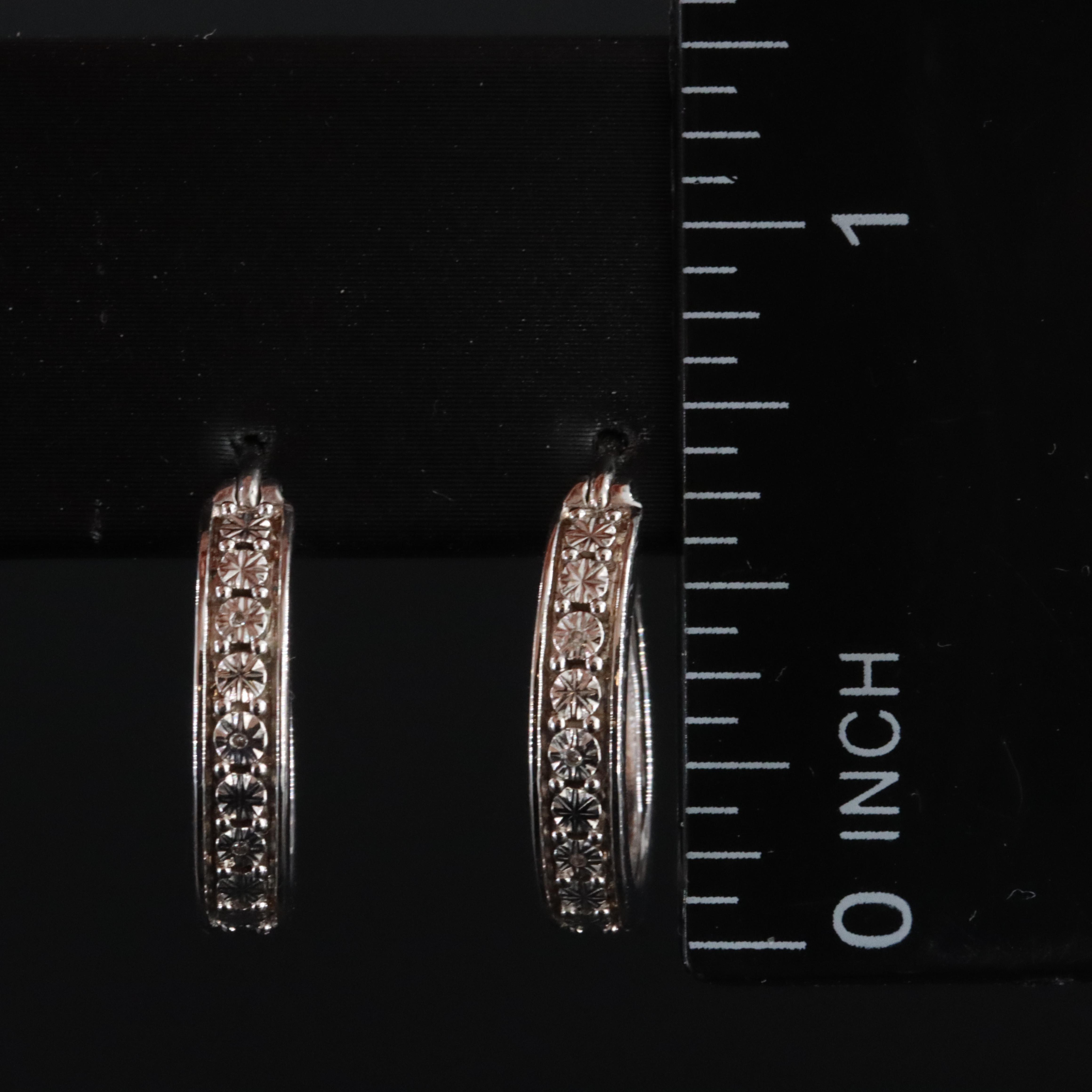 Sterling and Diamond Hoop Earrings