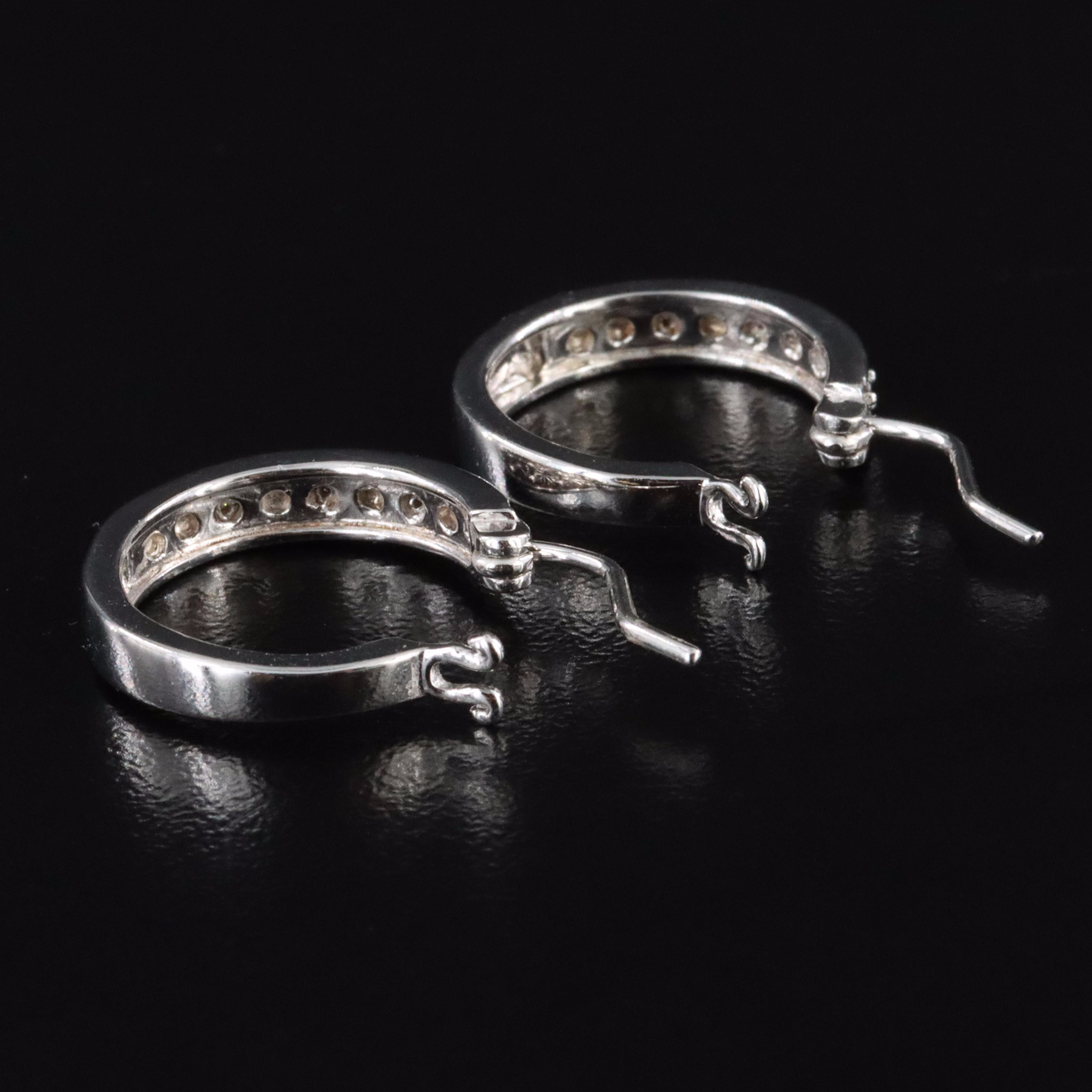 Sterling and Diamond Hoop Earrings