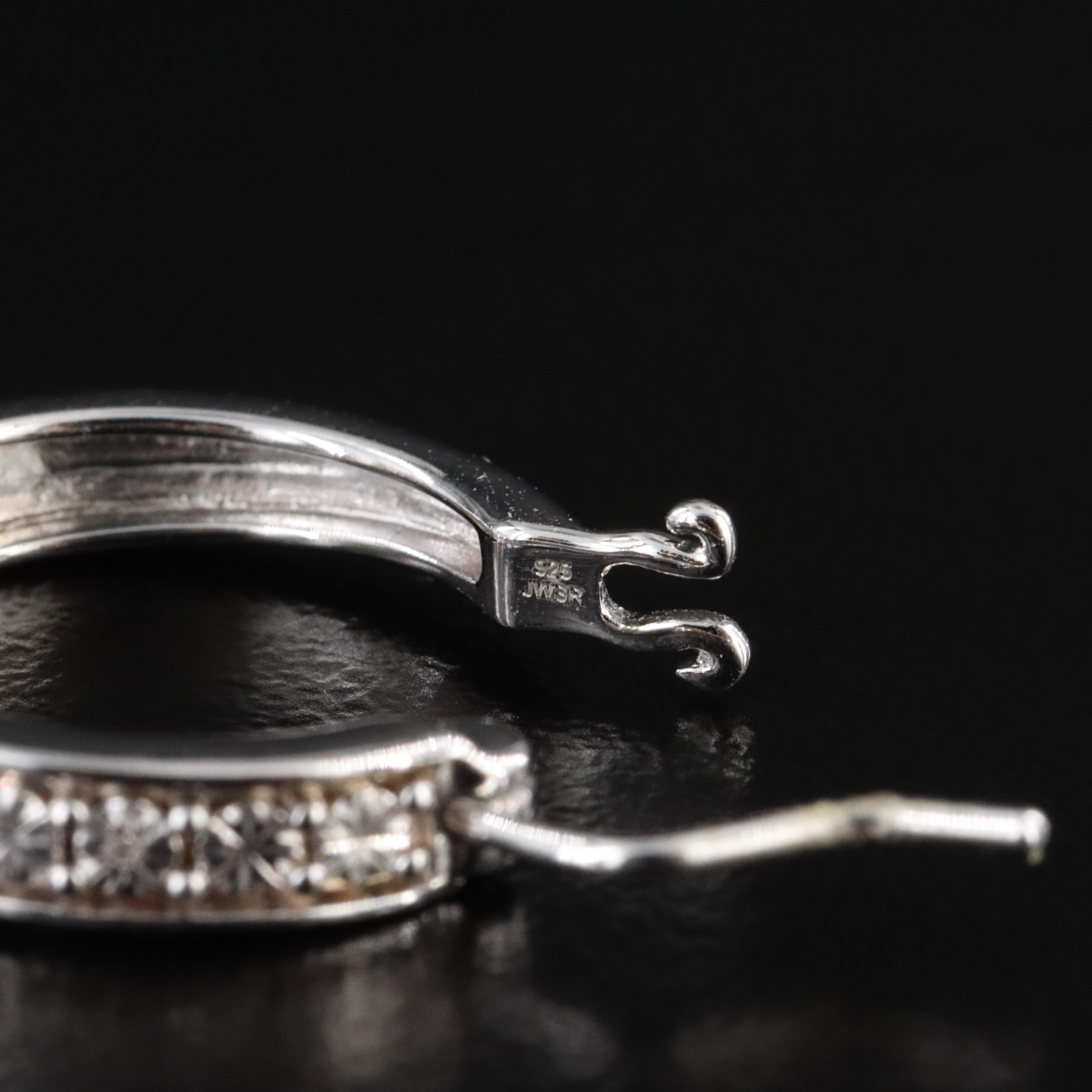 Sterling and Diamond Hoop Earrings