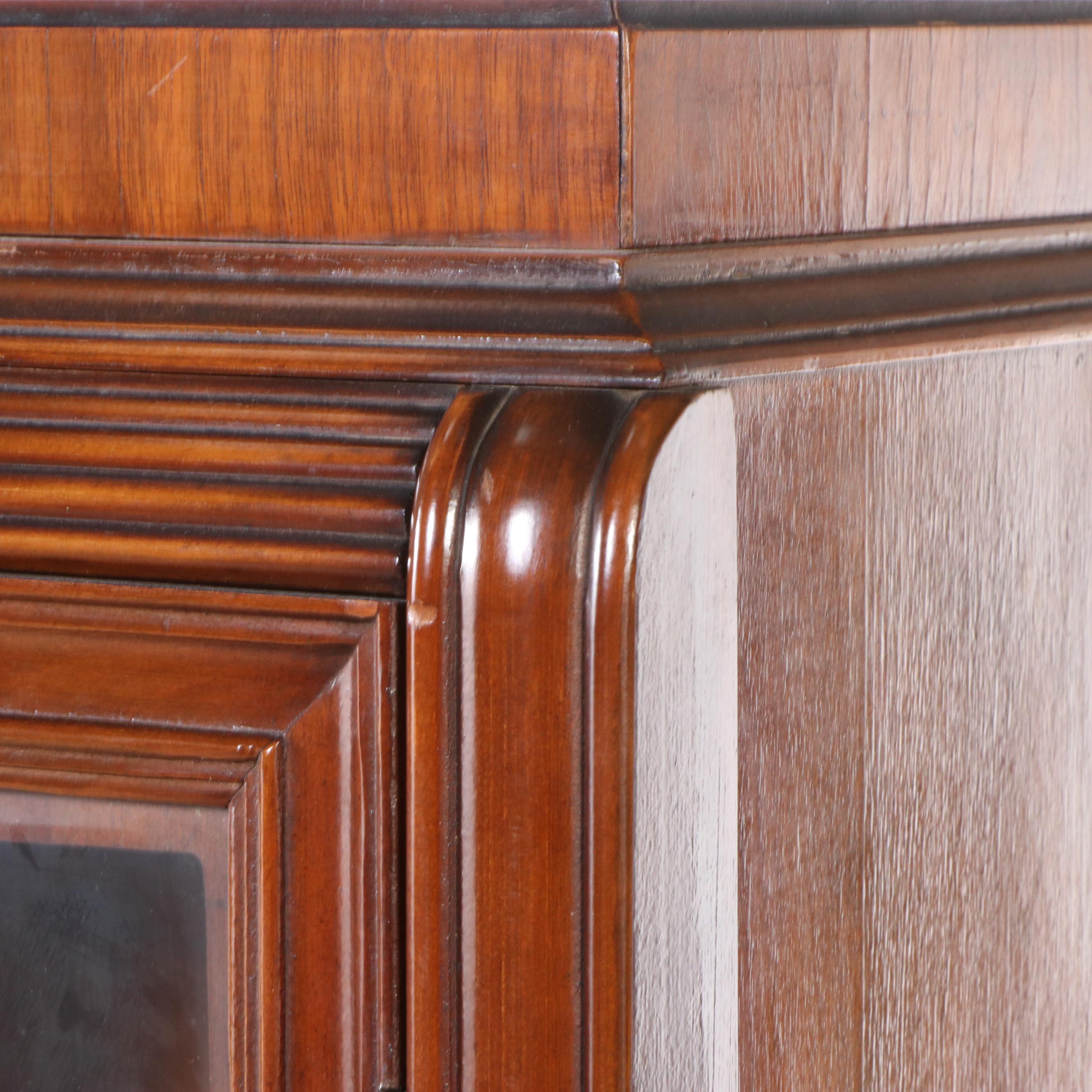 Art Deco Style Waterfall Walnut Veneer China Cabinet, Early to Mid-20th Century