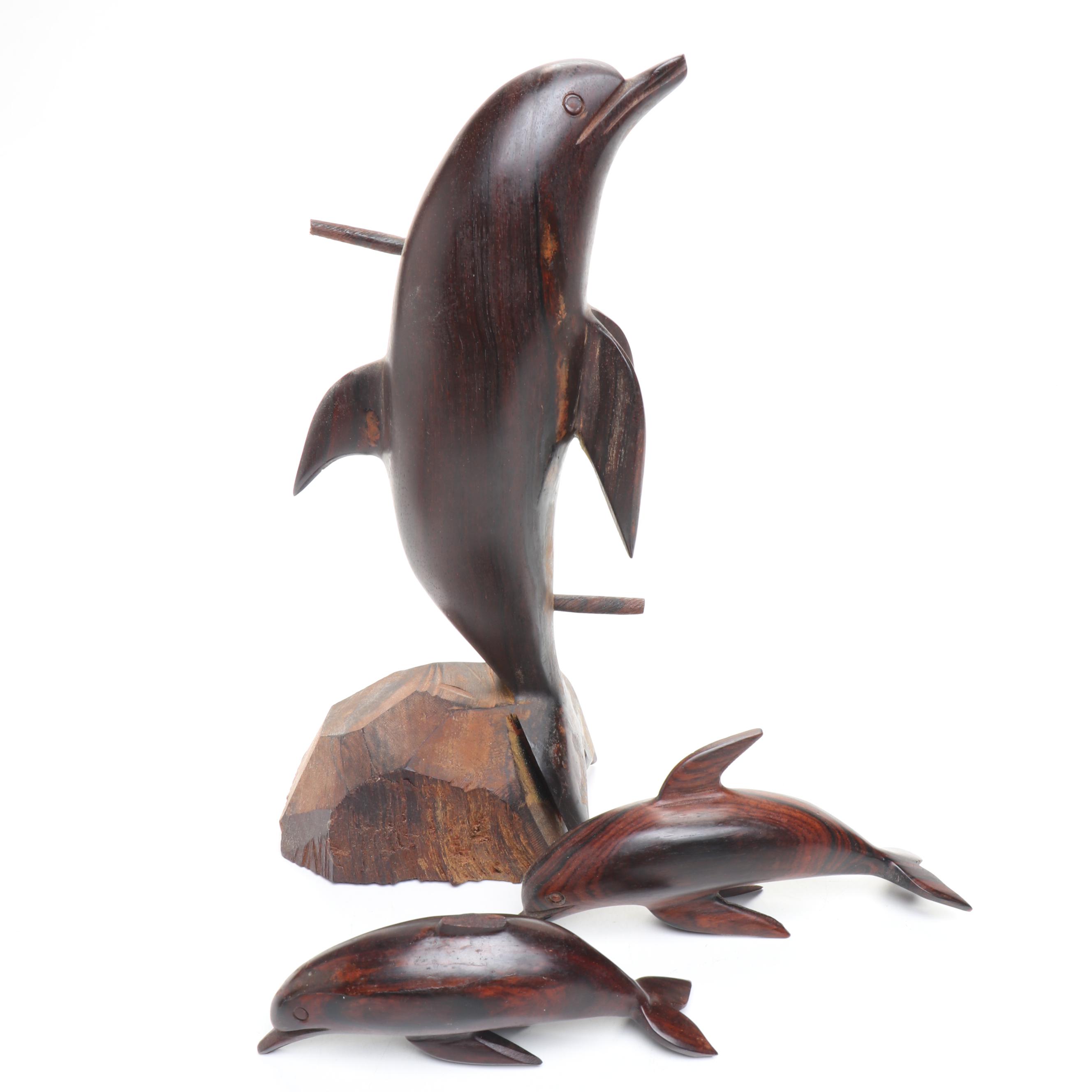 Ironwood Hard-Carved Marine Mammals and Sea Birds