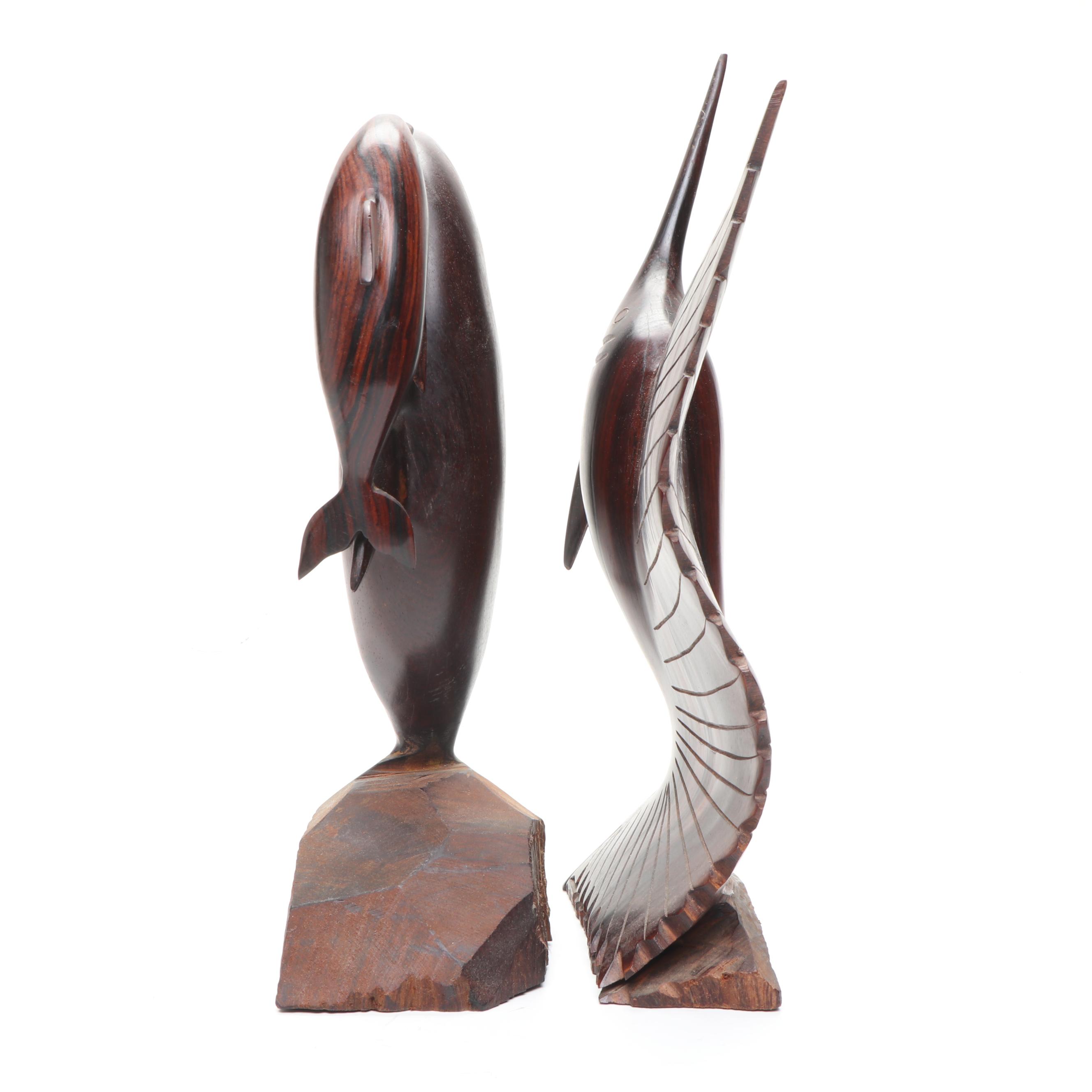 Ironwood Hard-Carved Marine Mammals and Sea Birds