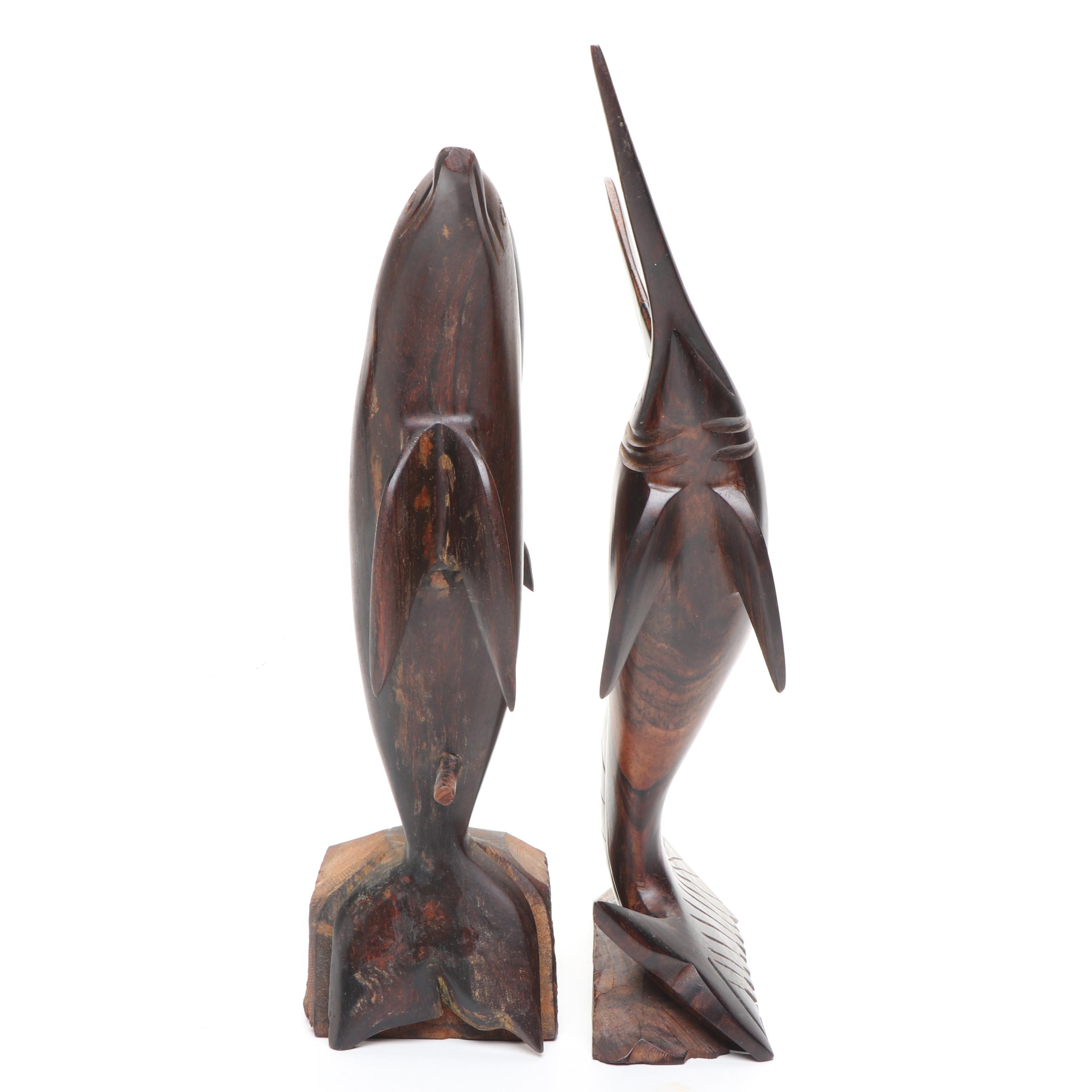 Ironwood Hard-Carved Marine Mammals and Sea Birds