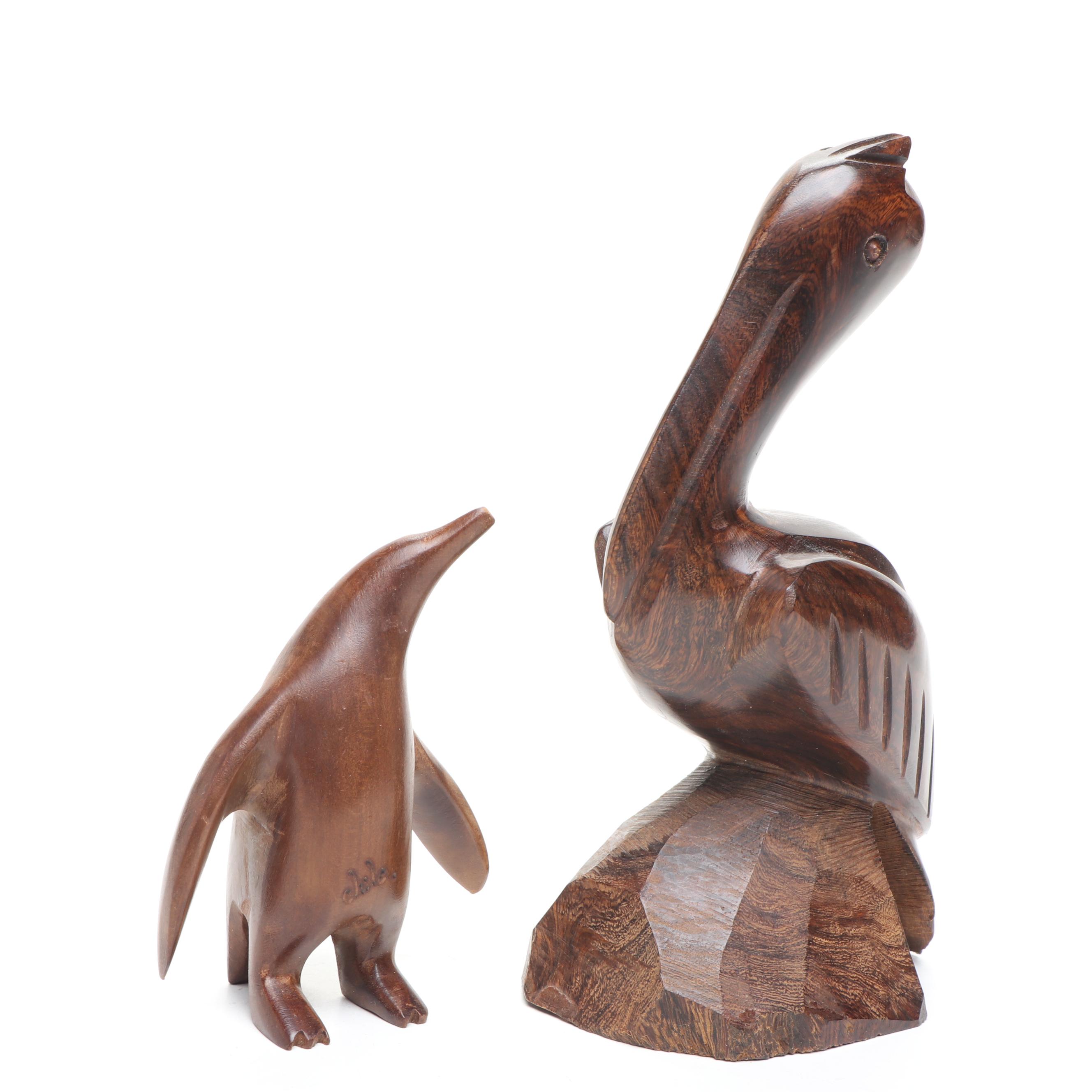 Ironwood Hard-Carved Marine Mammals and Sea Birds